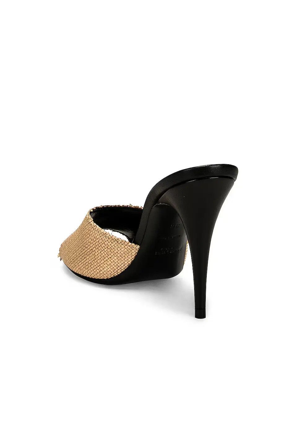 Saint Laurent Paris o1b1hav110724 LA 16 Mules in Raffia in Camel & Black Size US 5 / IT 35 - 3 Thumbnail