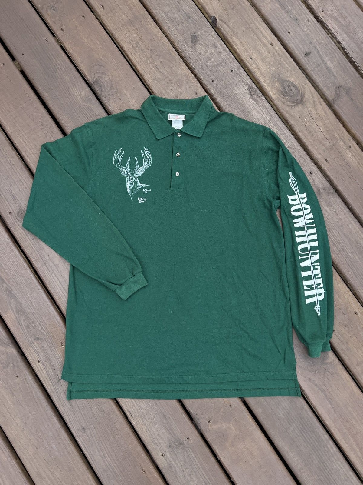 Hanes × Vintage Vintage 90s Nature Bowhunting Polo Long Sleeve Shirt Size US XL / EU 56 / 4 - 2 Thumbnail