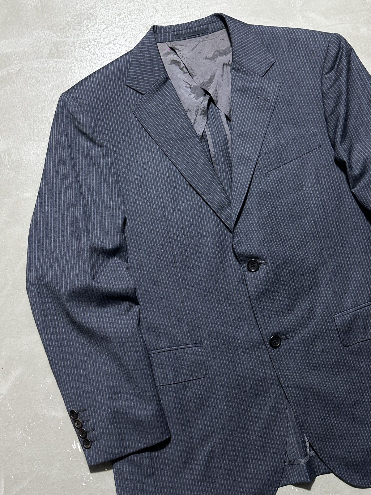 Loro Piana Loro Piana Navy Blue Pinstipe Wool Blazer Size 50L - 4 Thumbnail