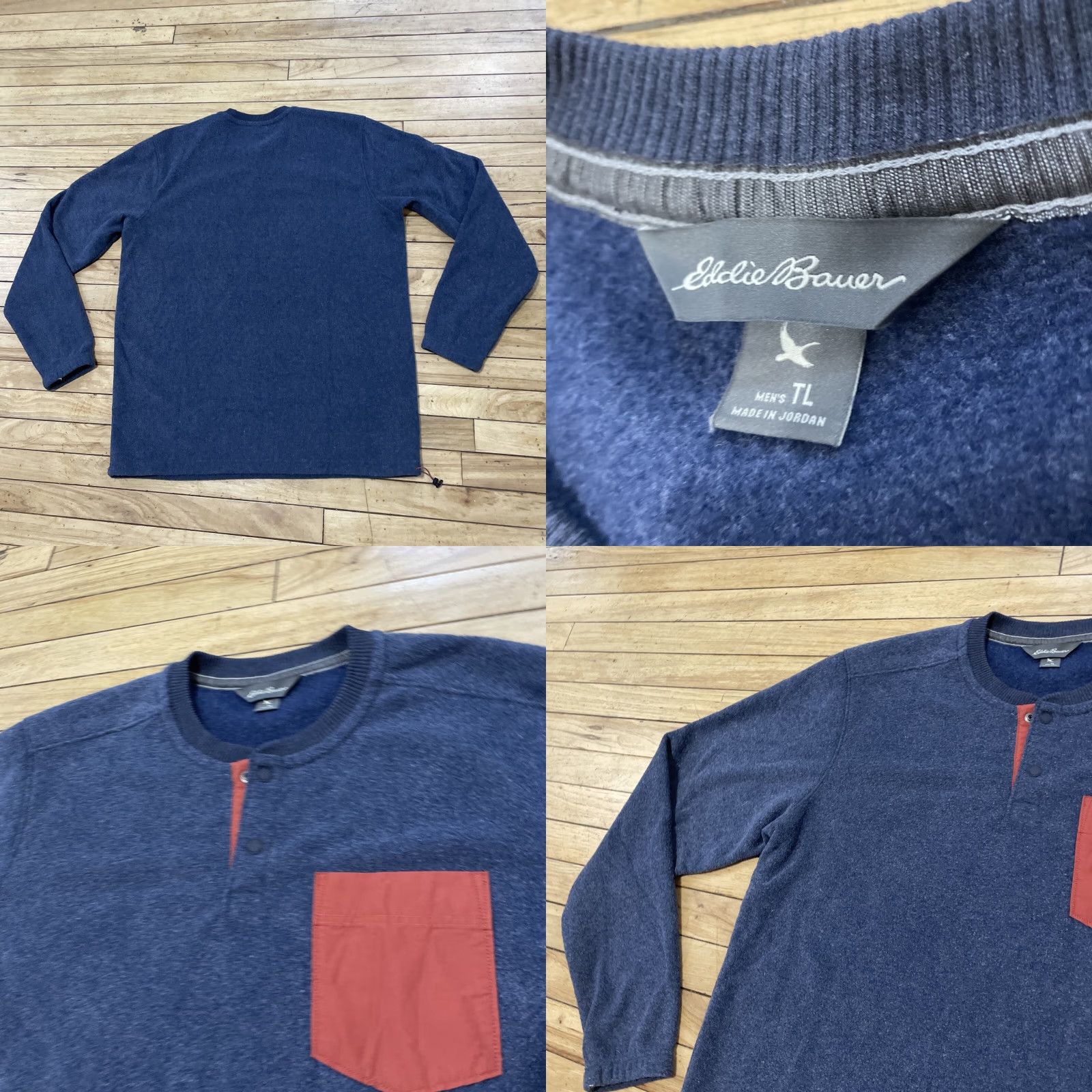 Eddie Bauer EDDIE BAUER Snap Henley Sweater Men TL Blue Orange Thermal Pack Piled L Tall Size US L / EU 52-54 / 3 - 10 Thumbnail
