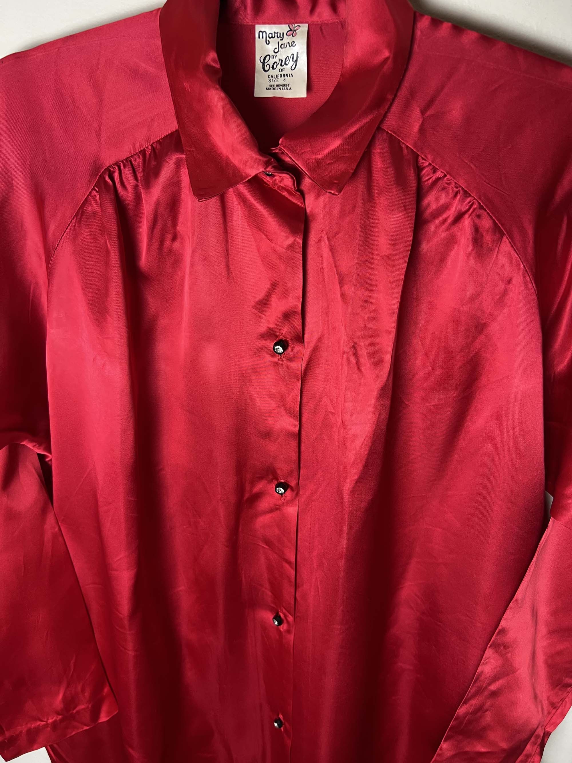 Vintage Vintage 1970's Red Mary Jane by Corey of CA, USA Shirt Dress Size S / US 4 / IT 40 - 7 Thumbnail