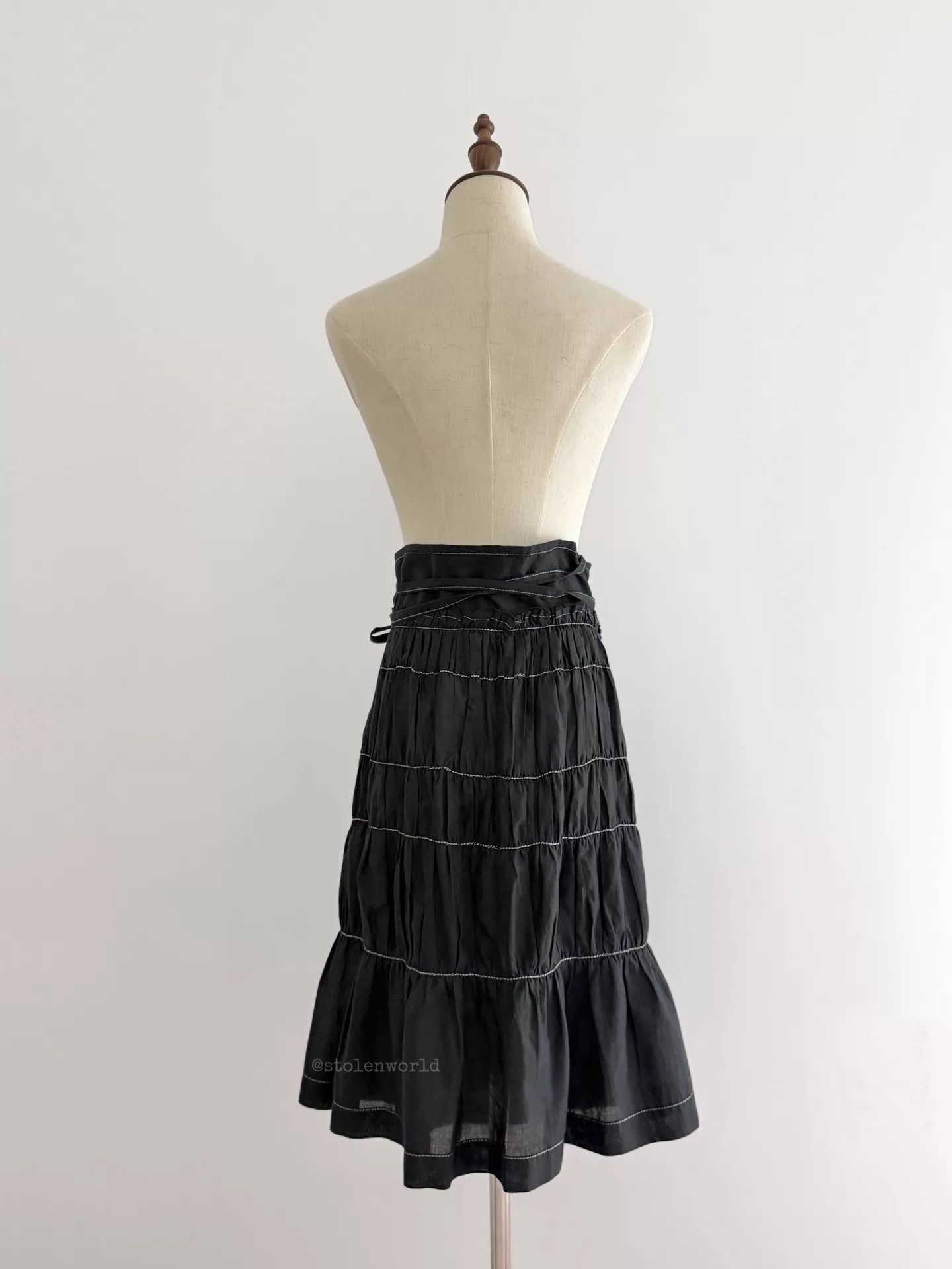 Comme des Garcons Comme des Garçons Pleated TieWaist Linen-Cotton Skirt Size ONE SIZE - 8 Thumbnail