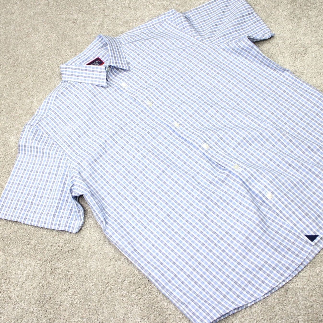 UNTUCKit UNTUCKit Shirt Mens XL Blue/Gray Check Button-Up L/S Wrinkle Free Cotton Regular Fit Clothing Un tucking Size US XL / EU 56 / 4 - 7 Thumbnail