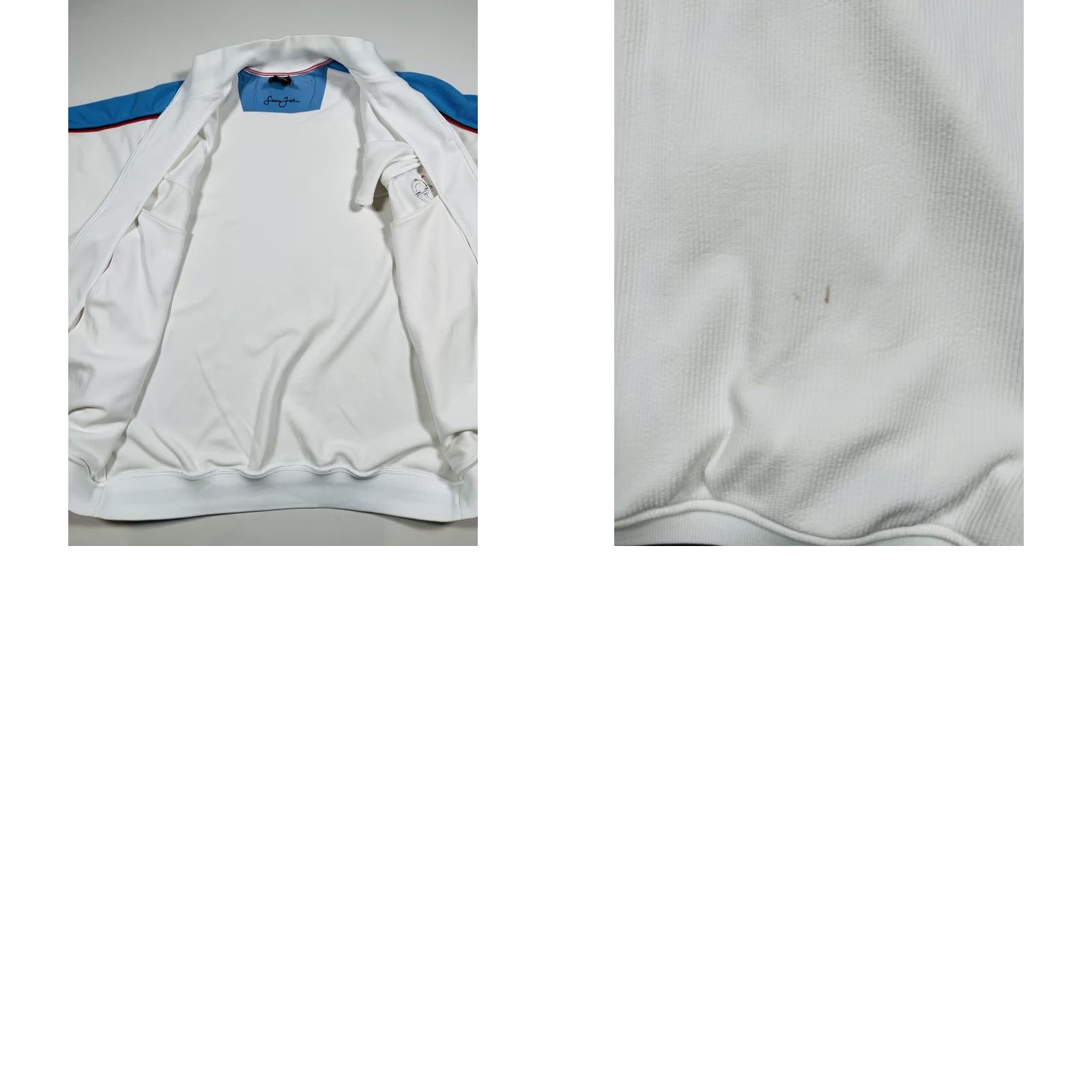 Sean John VINTAGE Sean John Jacket Mens 3XL White Blue Short Sleeve Full Zip Track Retro Size US 39 - 8 Thumbnail