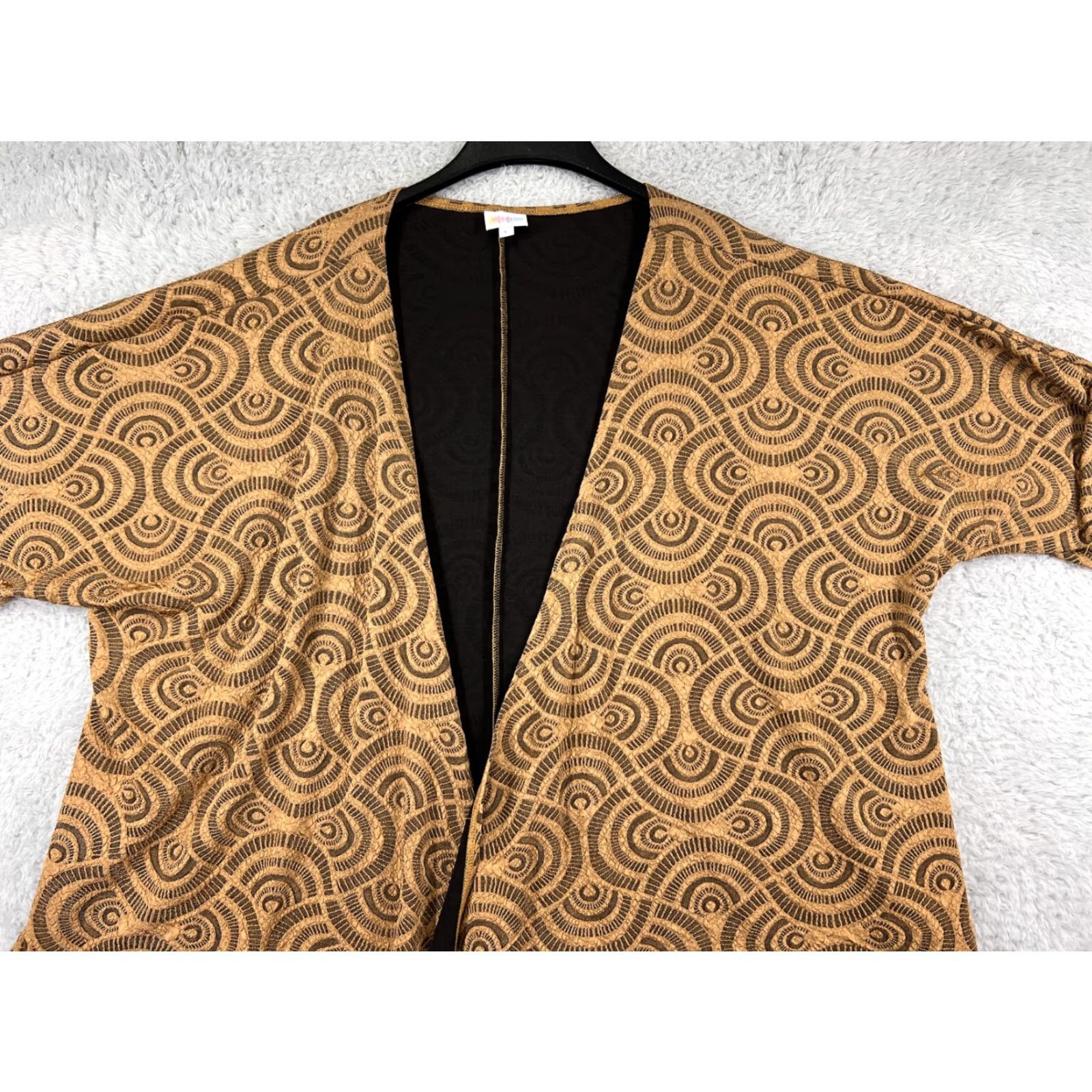Vintage LuLaRoe Cardigan Women’s Large Lightweight Gold Black Pattern USA Made USA Size L / US 10 / IT 46 - 5 Thumbnail