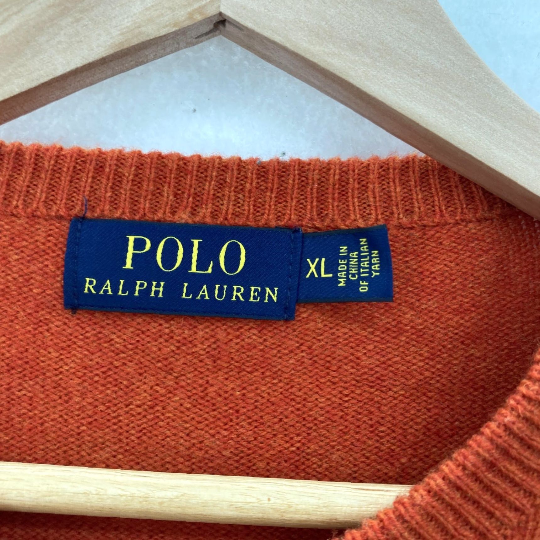 Polo Ralph Lauren Polo Ralph Lauren Sweater Mens XL Orange Lambswool Crewneck Pullover Green Pony Shirt Size US XL / EU 56 / 4 - 2 Thumbnail
