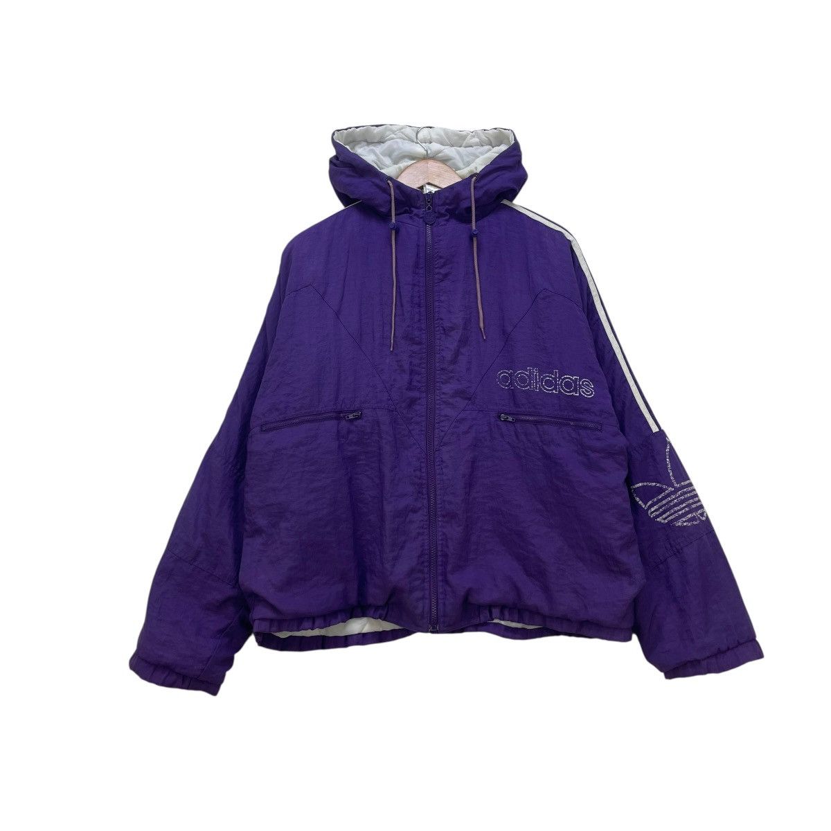 Adidas 💥Vintage 90s Adidas Big Logo Hooded Jacket Size US M / EU 48-50 / 2 - 1 Thumbnail