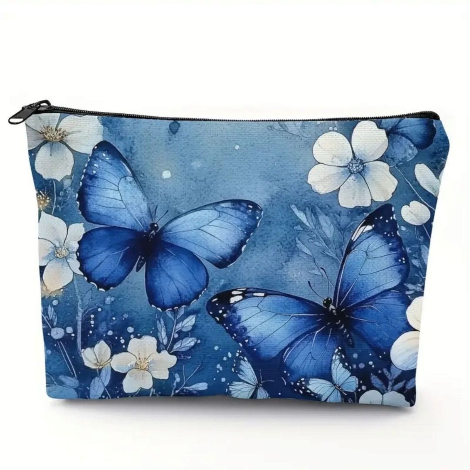 Other Blue Butterfly Floral Cosmetic Bag - Makeup Organizer Size ONE SIZE - 2 Thumbnail