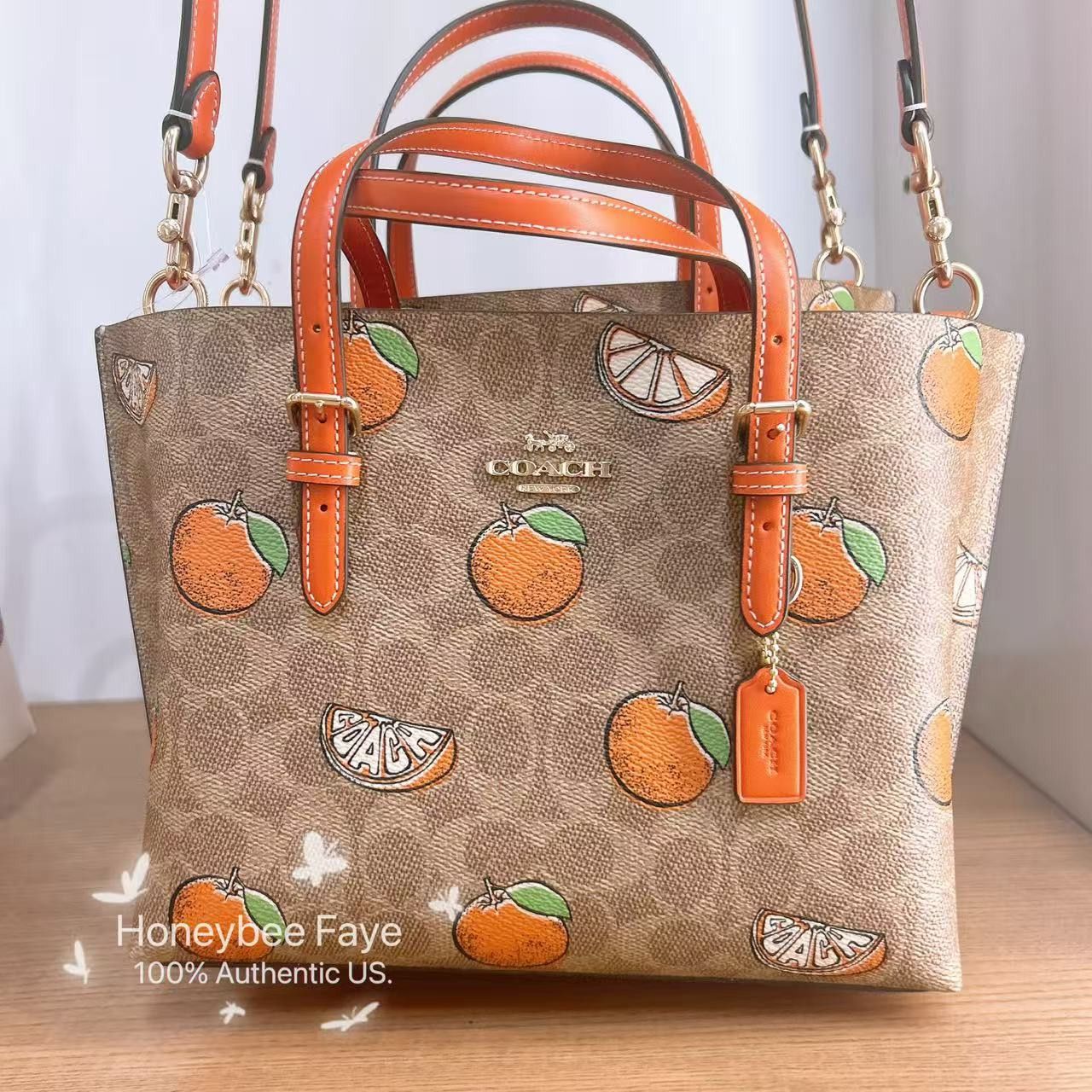 Coach Mollie Tote Bag 25 With Orange Print CBB55 Size ONE SIZE - 4 Thumbnail