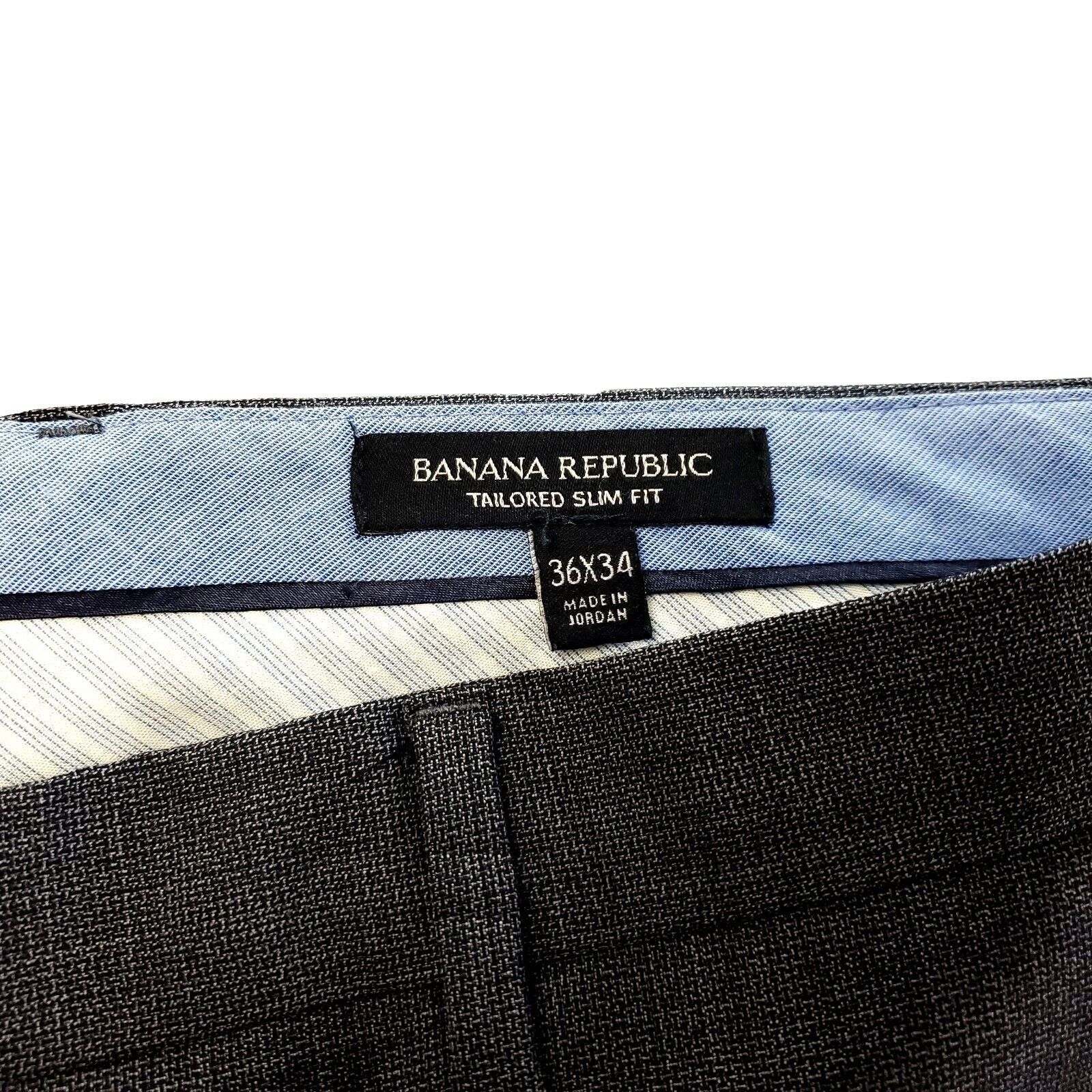 Banana Republic Banana Republic Wool Flat Front Mid Rise Gray Check Dress Pa Size 38L - 3 Thumbnail