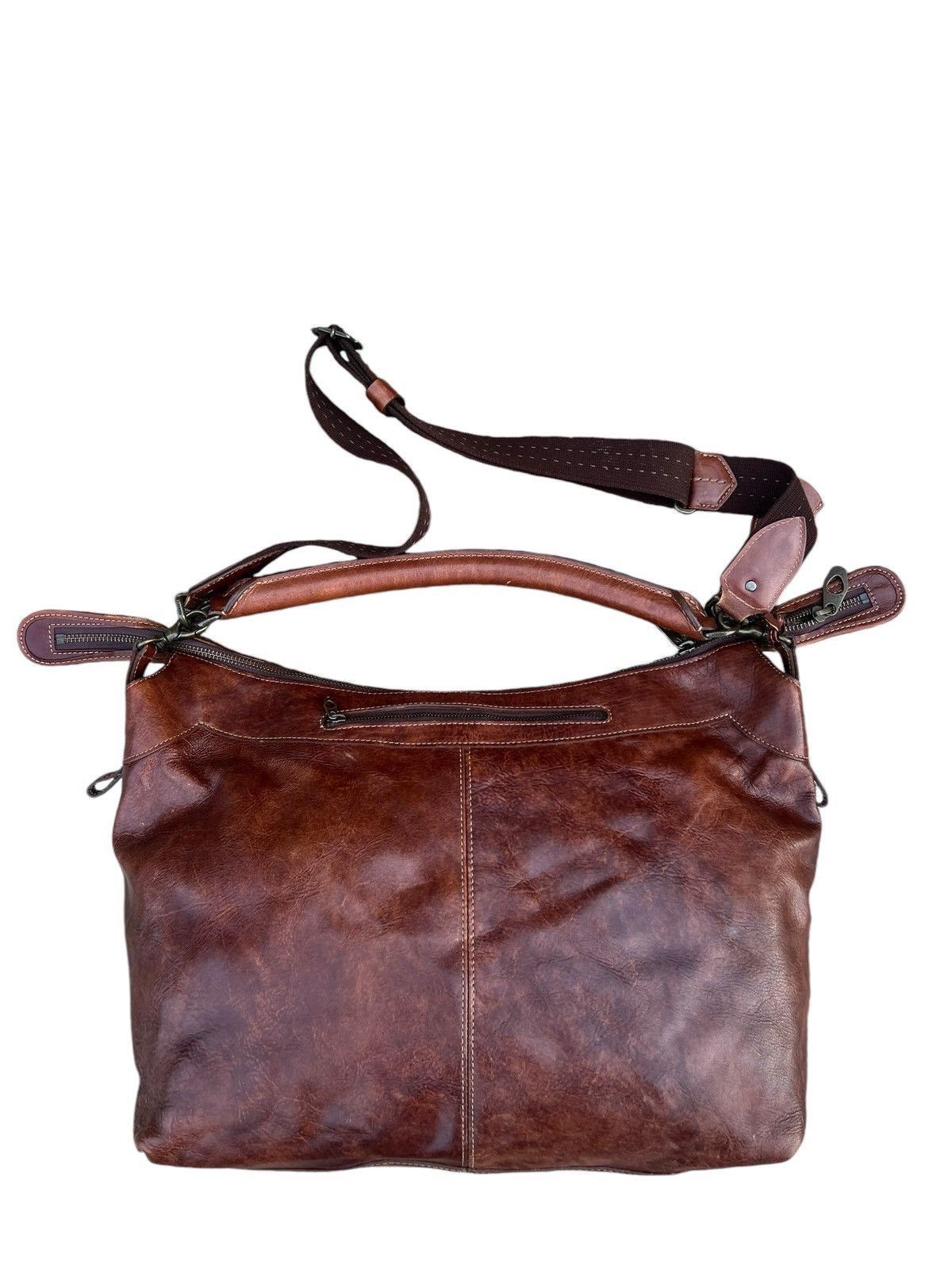 Leather Vintage Aniary Japan Distress Patina Leather 2 Way Bag Size ONE SIZE - 9 Thumbnail