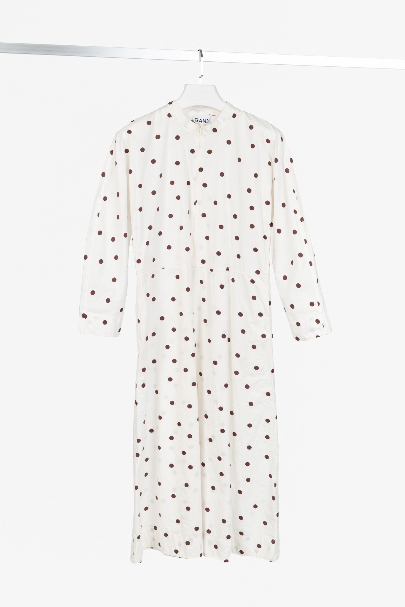 Ganni Ganni SS/20 White Polka-Dot Cotton-Poplin Midi Dress Size L / US 10 / IT 46 - 1 Thumbnail