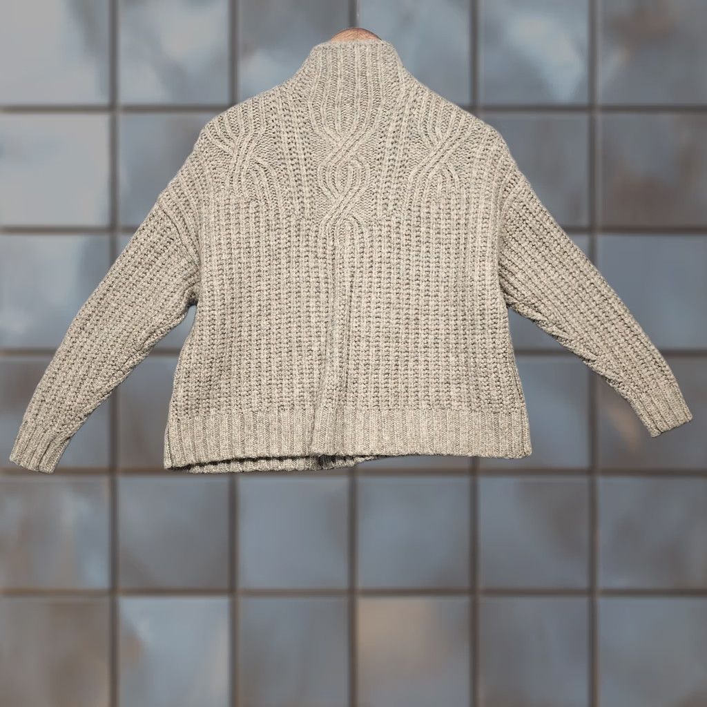 Vintage Aerie Sweater Womens Small Tan Cable Knit Wool Blend Mock Neck Fisherman Cropped Size S / US 4 / IT 40 - 1 Thumbnail