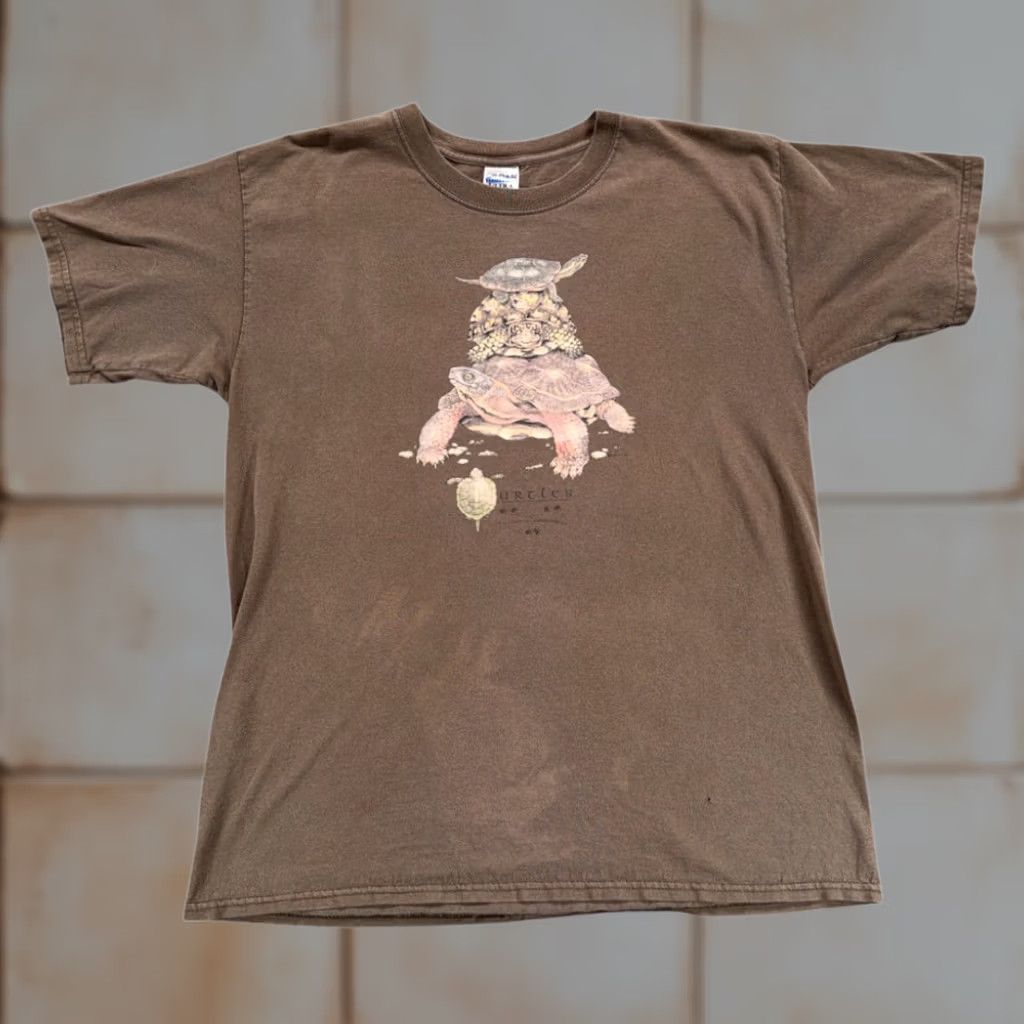 Gildan VINTAGE Turtles Shirt Mens Large Brown Nature Wildlife Reptile Art Y2K Size US L / EU 52-54 / 3 - 1 Thumbnail