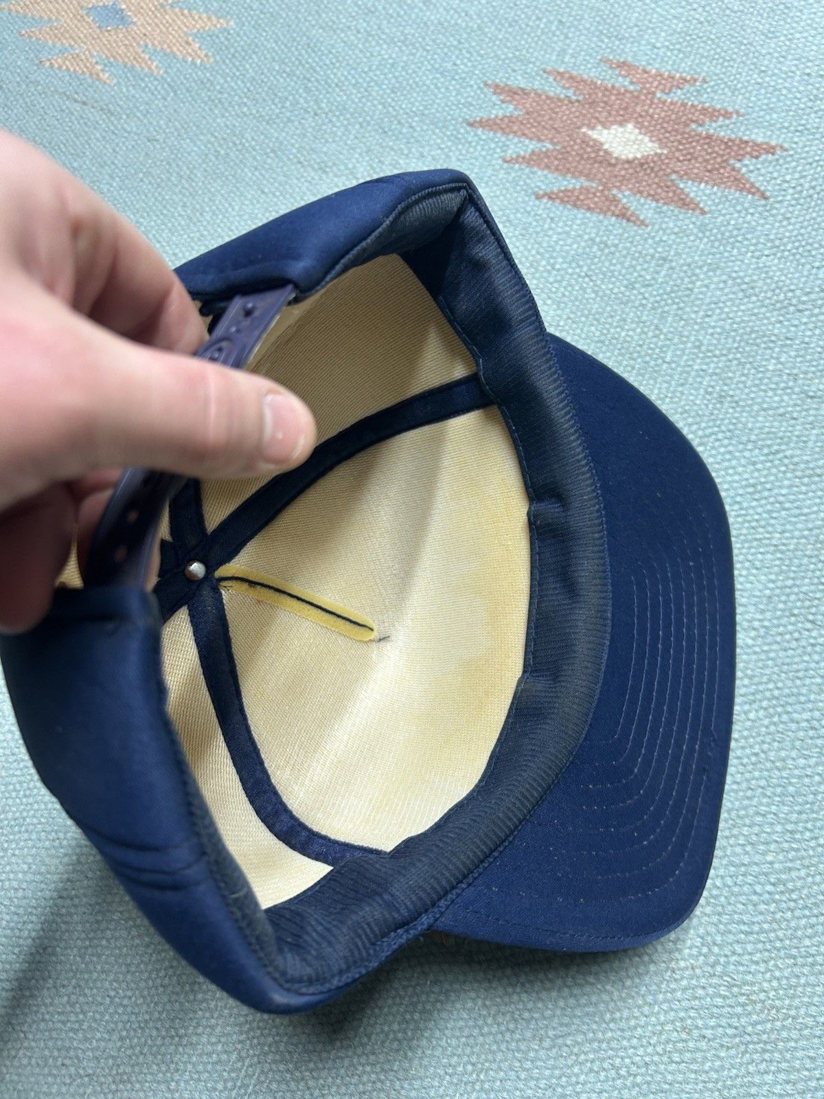 Vintage Vtg SnapBack hat Big L lumberland Michigan navy lumber wood Size ONE SIZE - 6 Thumbnail
