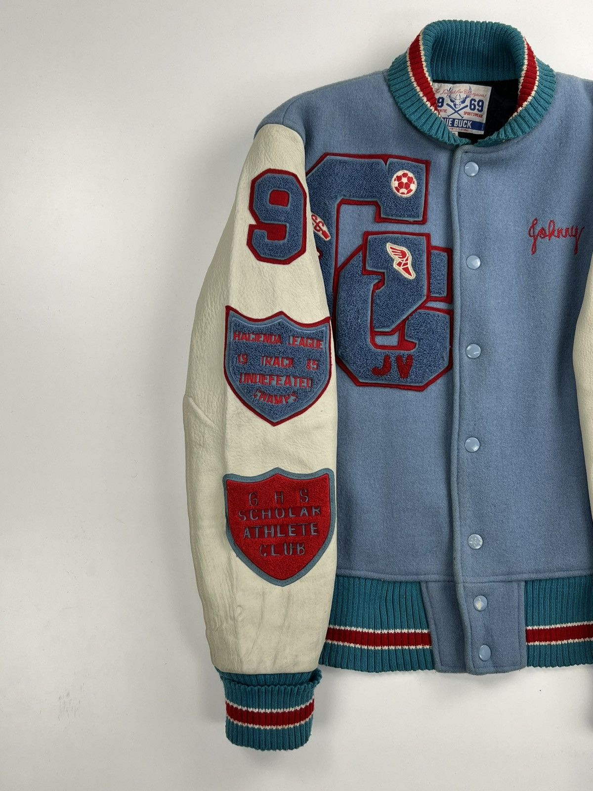 Japanese Brand VINTAGE BLUE BUCK VARSITY JACKET Size US XXS / EU 40 - 3 Thumbnail