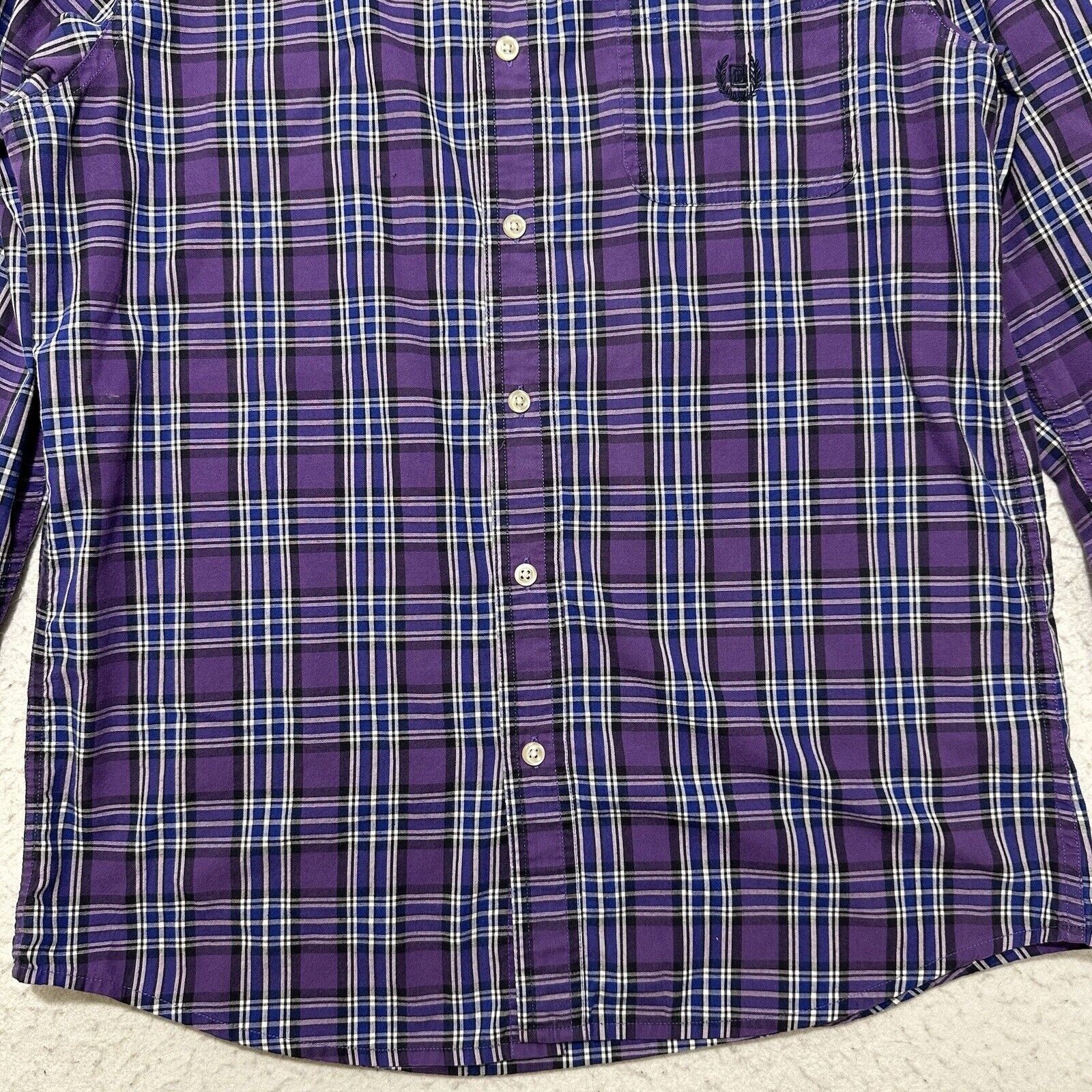 Chaps Chaps Small Button Down Purple + Blue Plaid Striped Shirt Size US S / EU 44-46 / 1 - 4 Thumbnail