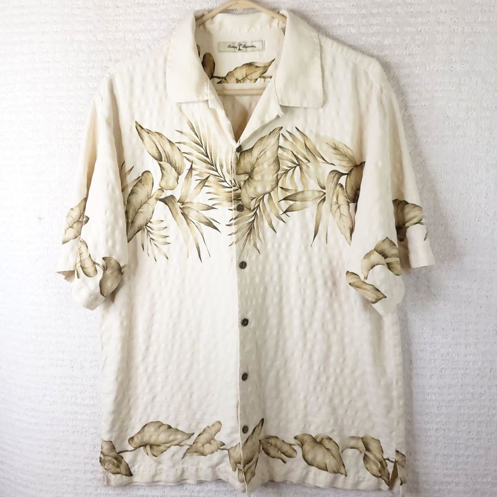 Tommy Bahama Tommy Bahama Shirt Short Sleeve Button L Yellow Silk Floral Tropical Hawaiian Button-Up Pocket Mens Regular Size L Size US L / EU 52-54 / 3 - 2 Thumbnail