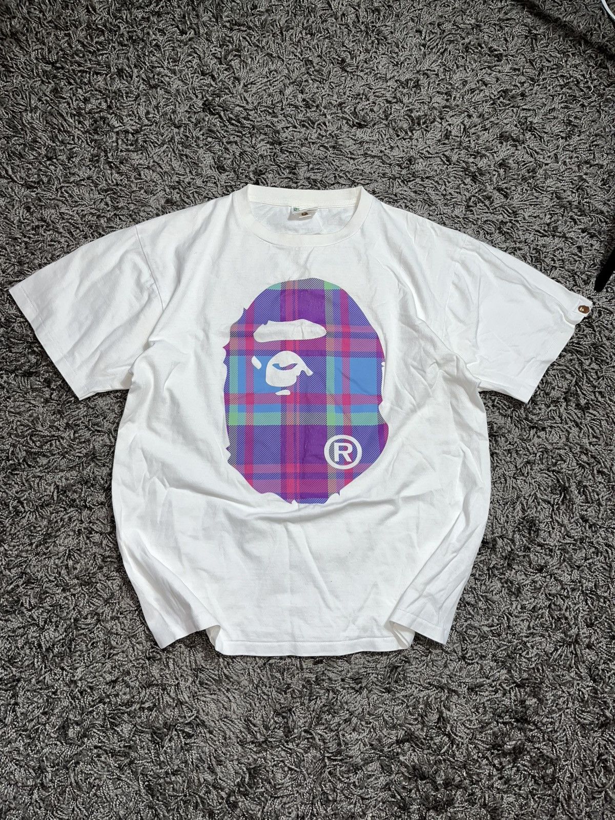 Bape A BATHING APE BAPE CHECK BIG APE HEAD COTTON TEE Size US XL / EU 56 / 4 - 1 Thumbnail