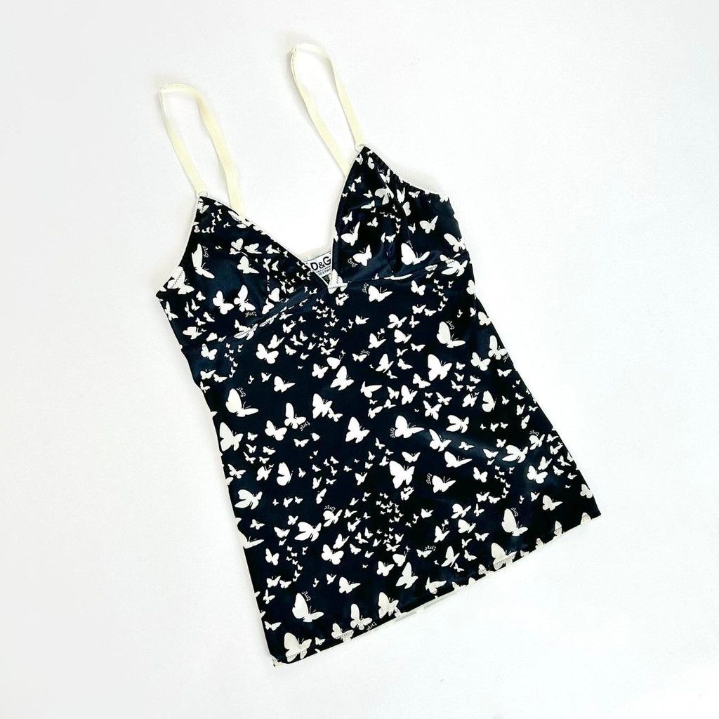 Dolce & Gabbana y2k D&G black and white butterfly print cami tank top Size M / US 6-8 / IT 42-44 - 1 Thumbnail