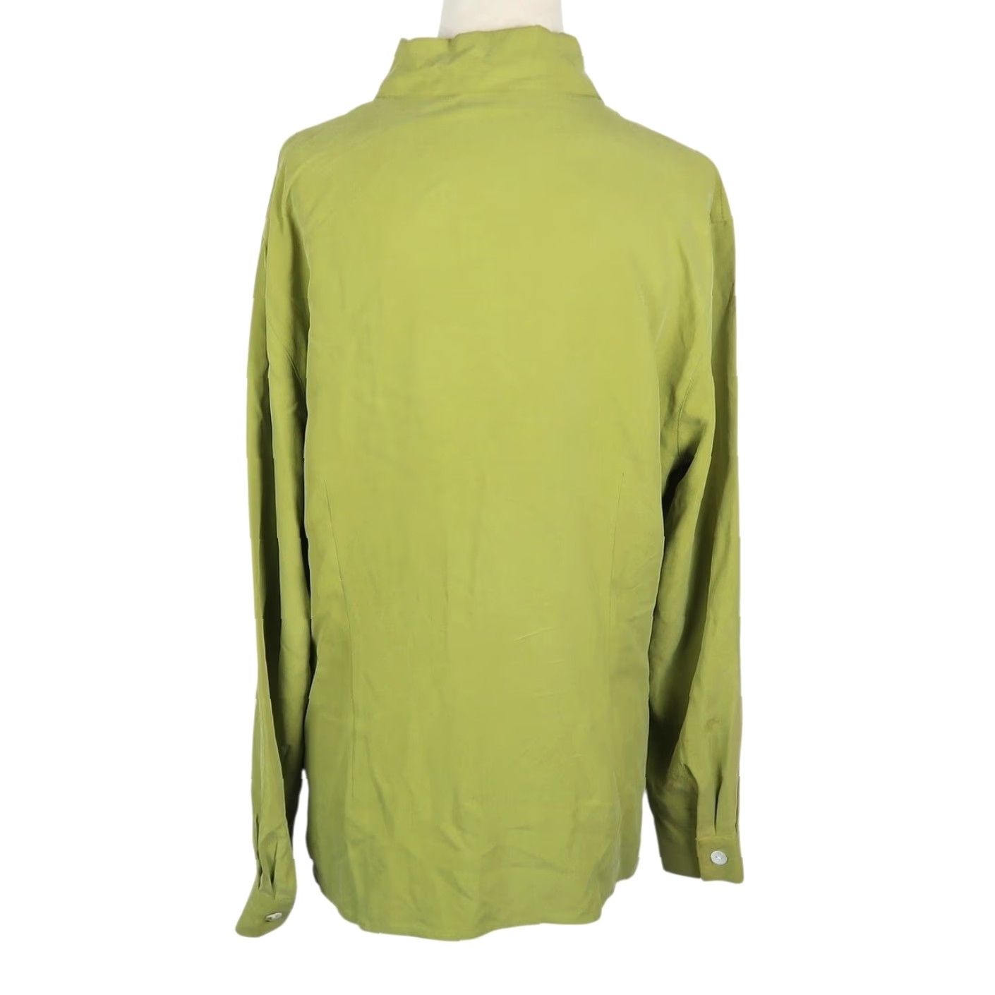 Vintage VINTAGE 90s Riva Silk Button-Down Blouse Top Womens L Green Chartreuse Silk Button-Down Blouse 90s Casual Workwear Womens Size L / US 10 / IT 46 - 4 Thumbnail