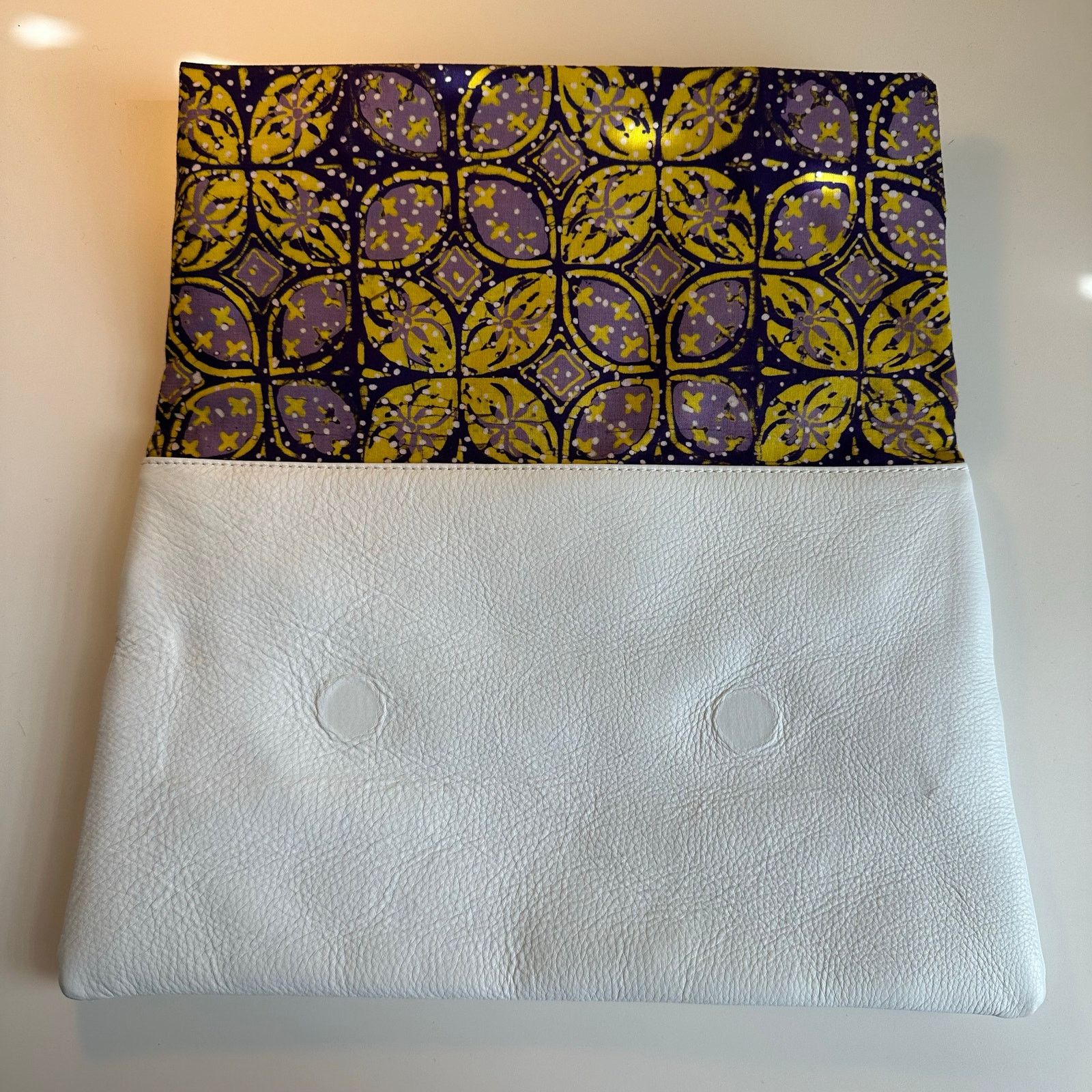 Other White Clutch Envelope Fold Over Genuine Leather Batik Print Size ONE SIZE - 4 Thumbnail