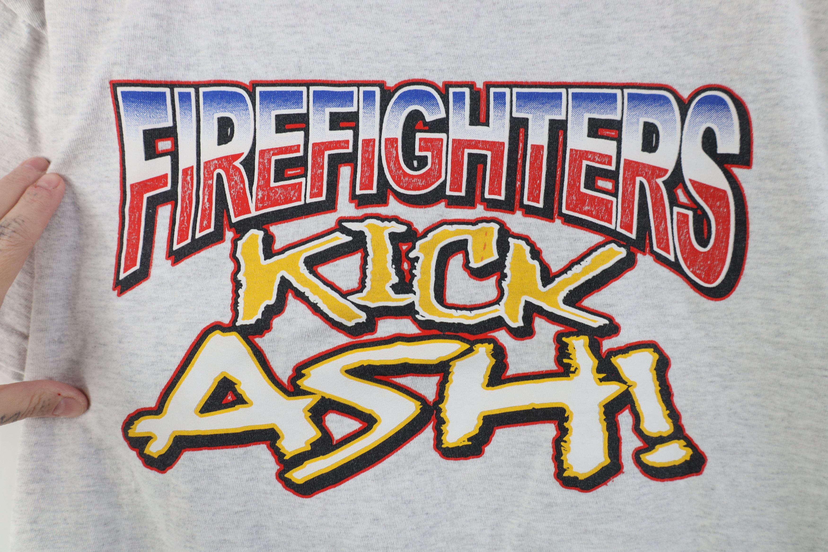 Vintage Vintage 90s Y2k Streetwear Kick Ash T-Shirt Heather Gray Size US L / EU 52-54 / 3 - 4 Thumbnail