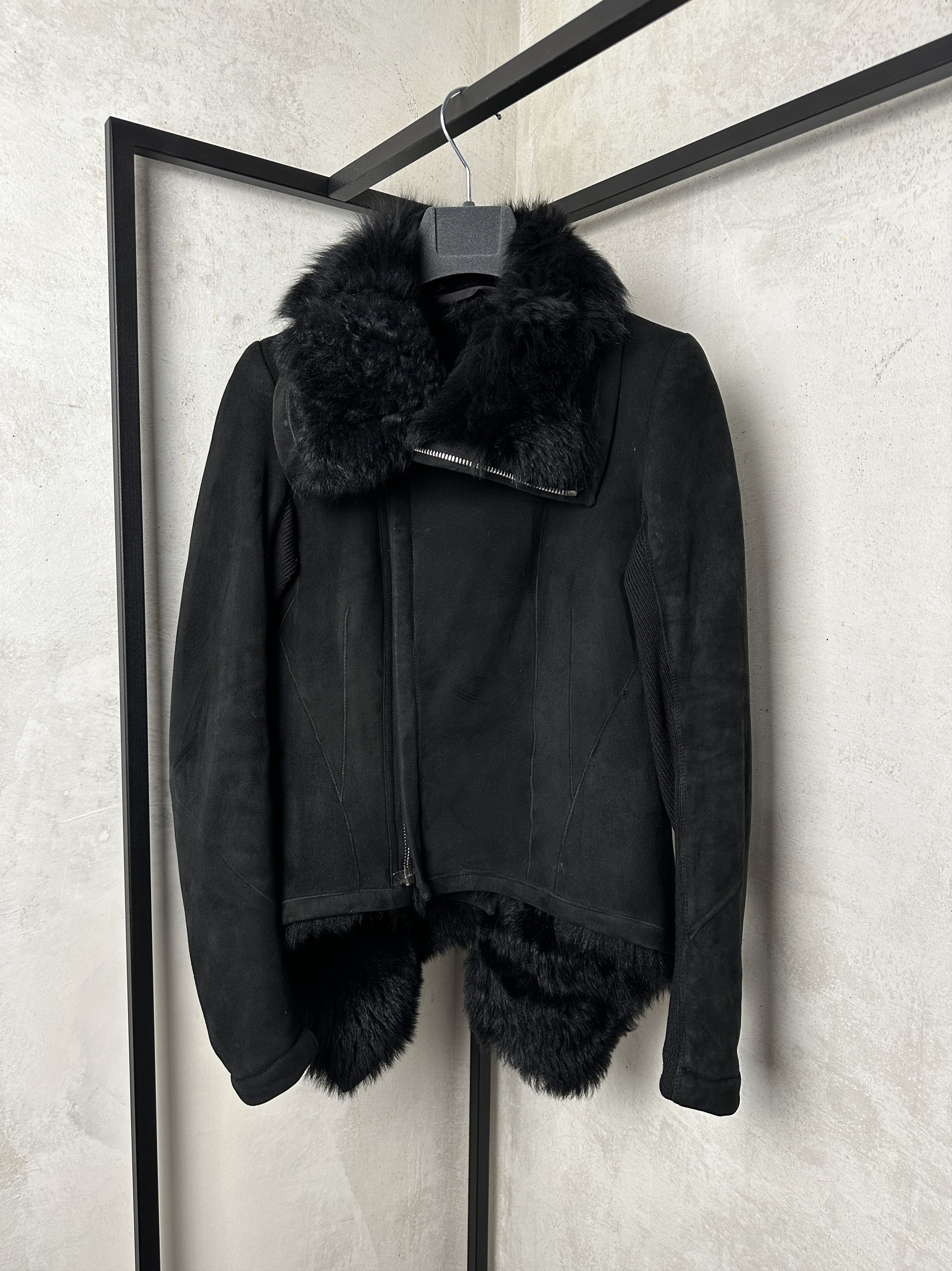 Rick Owens Rick Owens FW14 Naska Biker Black Shearling Jacket Size S / US 4 / IT 40 - 1 Thumbnail
