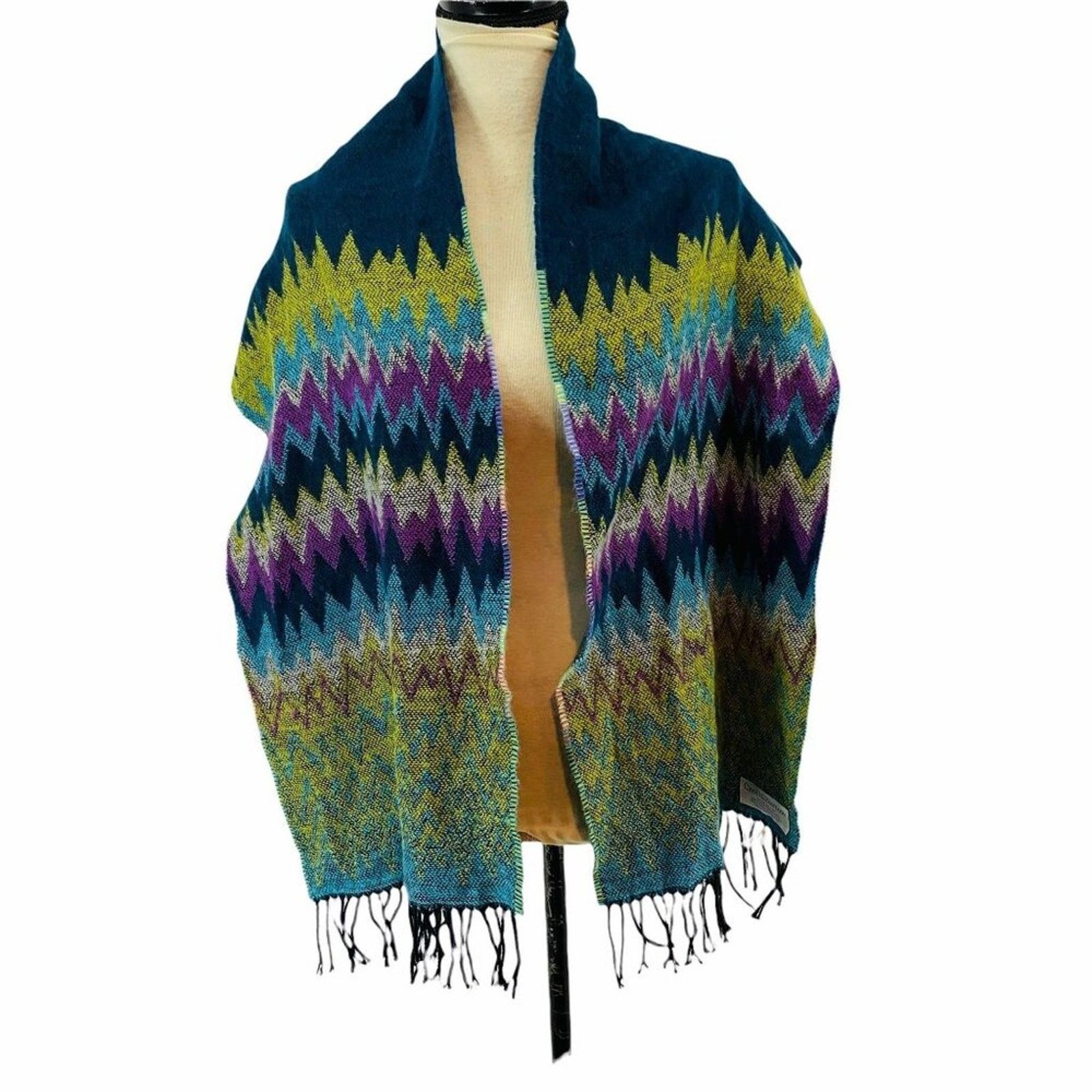 Croft & Barrow Croft & Barrow Colorful Chevron Scarf Fringe OFSM Size ONE SIZE - 3 Thumbnail