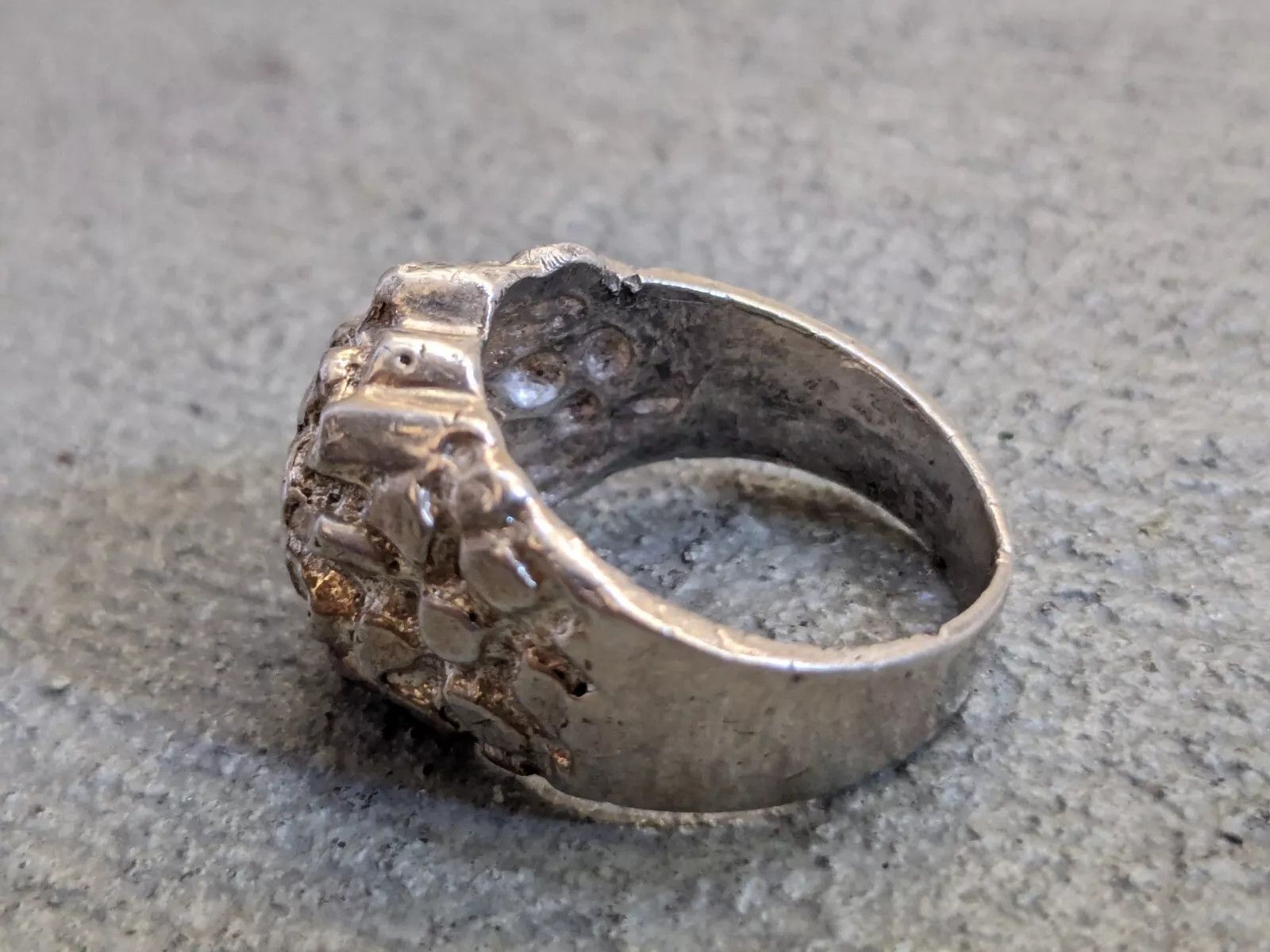 Jewelry Vintage Sterling Silver Nugget 11 Modern Brutalist Dome Size ONE SIZE - 12 Thumbnail