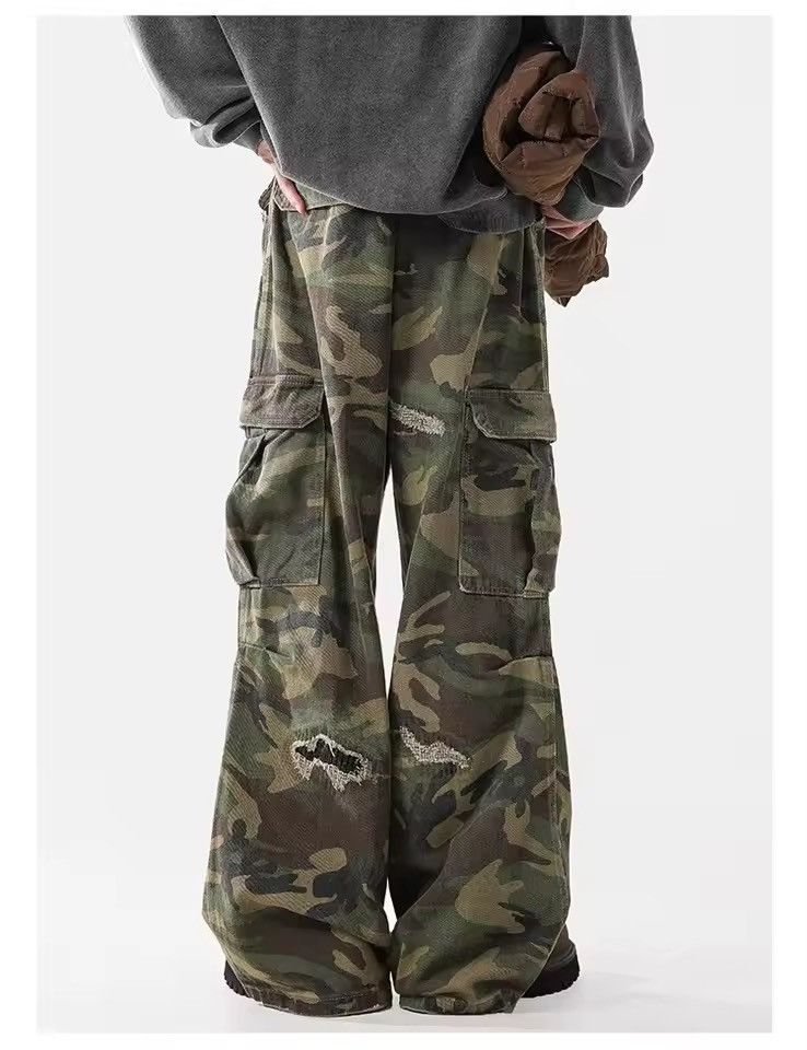 Japanese Brand Distressed Multi Pocket Camo Wide Leg Cargo Pants Size US 29 - 3 Thumbnail