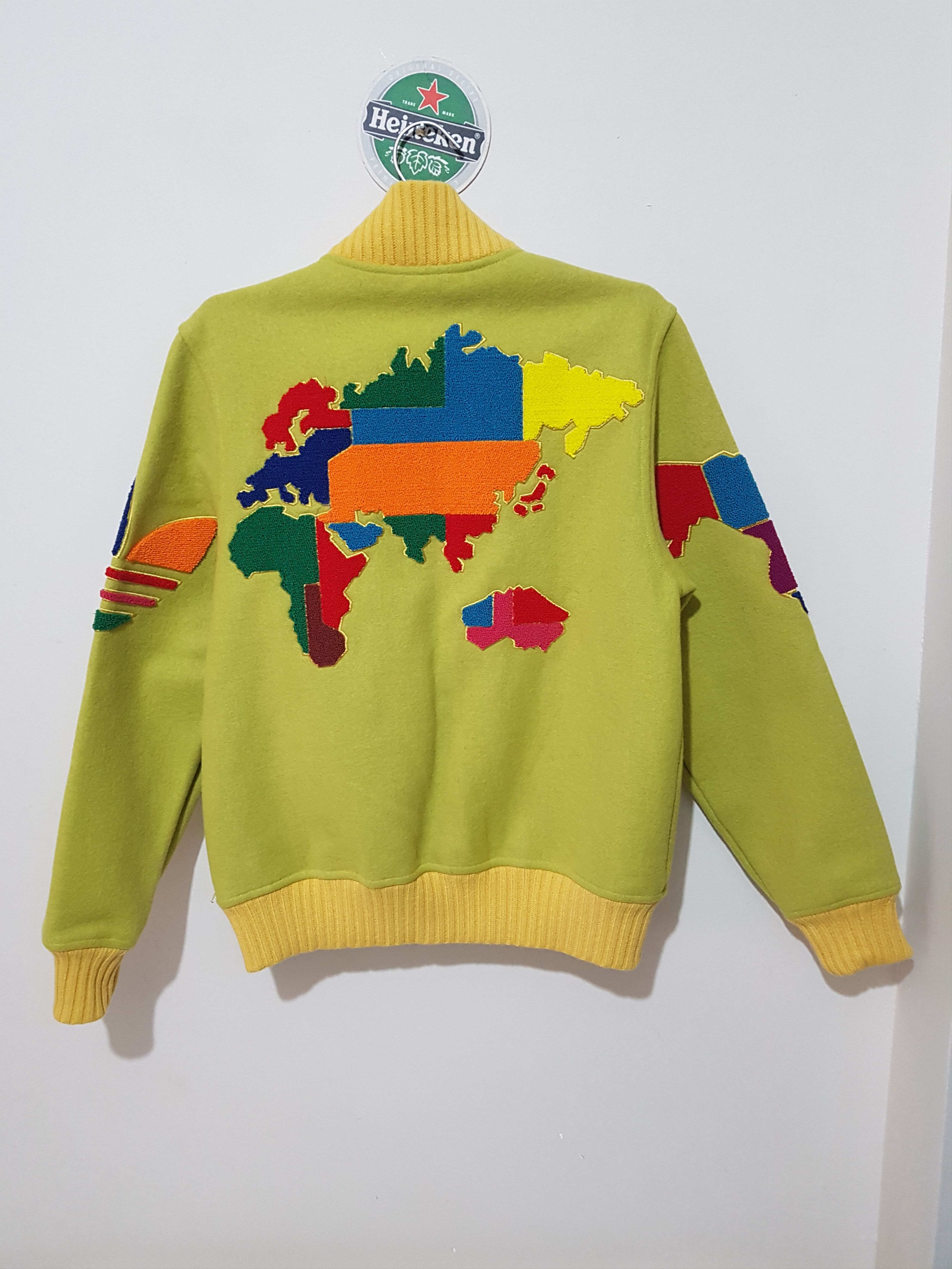 Adidas × Jeremy Scott Globe Varsity Letterman Jacket Wool Bomber World Map Size US XS / EU 42 / 0 - 2 Thumbnail