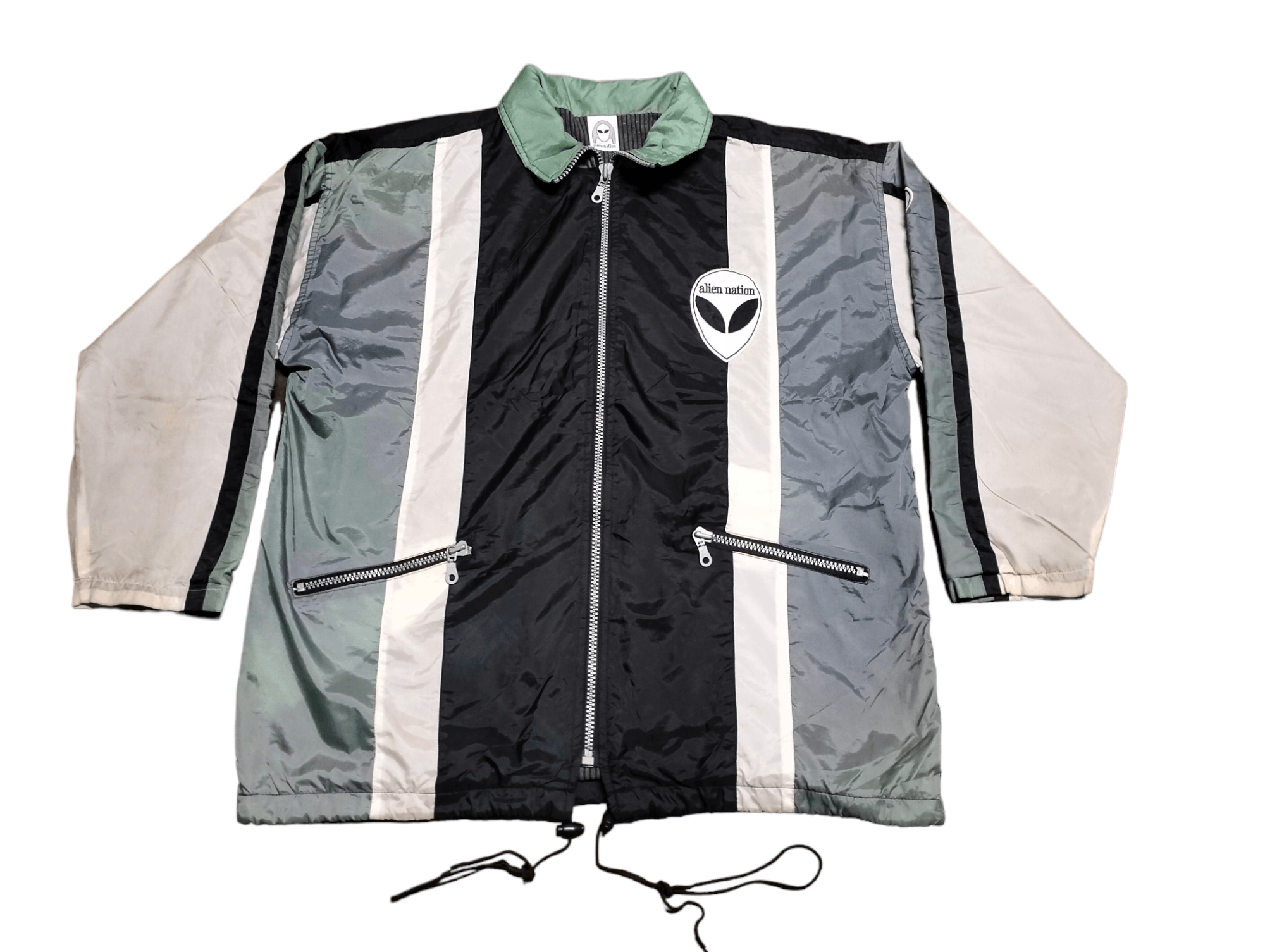 image of Alien Workshop x Skategang Vintage Alien Nation Skateboard Zipper Jacket Nylon Faded (Size Large)