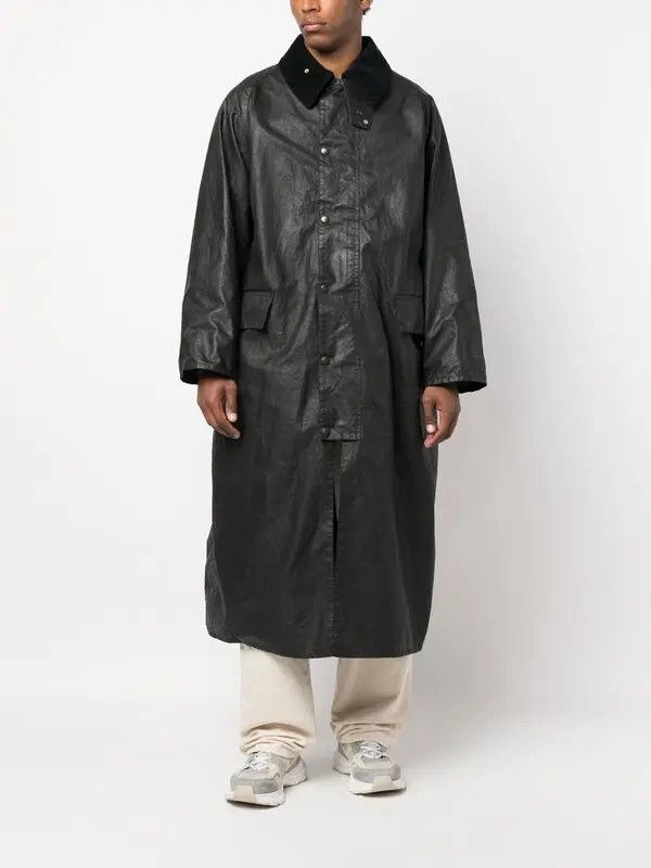 Maison Margiela o1loc1c1125 Waxed Cotton-blend Trench Coat in Black Size US L / EU 52-54 / 3 - 2 Thumbnail
