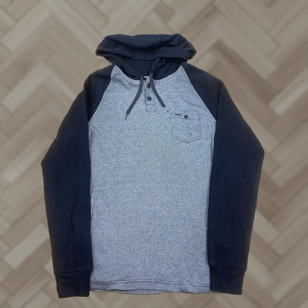 Hurley Hurley Henley Pullover Hoodie Mens M Black Striped Casual Beach Surf Skate #8251 Size US M / EU 48-50 / 2 - 1 Thumbnail