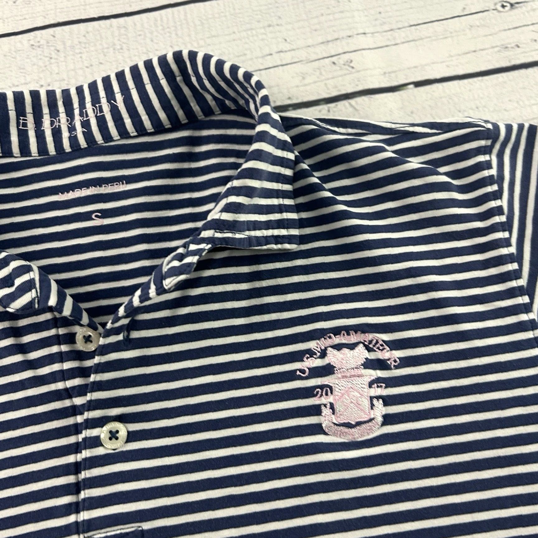 Vintage B. Draddy Shirt Short Sleeve Golf Polo Striped U.S. Mid Amateur Men Small Blue Size US S / EU 44-46 / 1 - 3 Thumbnail