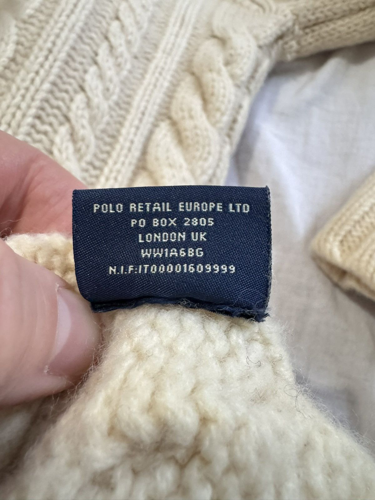 Ralph Lauren 90s Polo Jeans Company by Ralph Lauren 100% Wool Shawl Cable Size L / US 10 / IT 46 - 9 Thumbnail