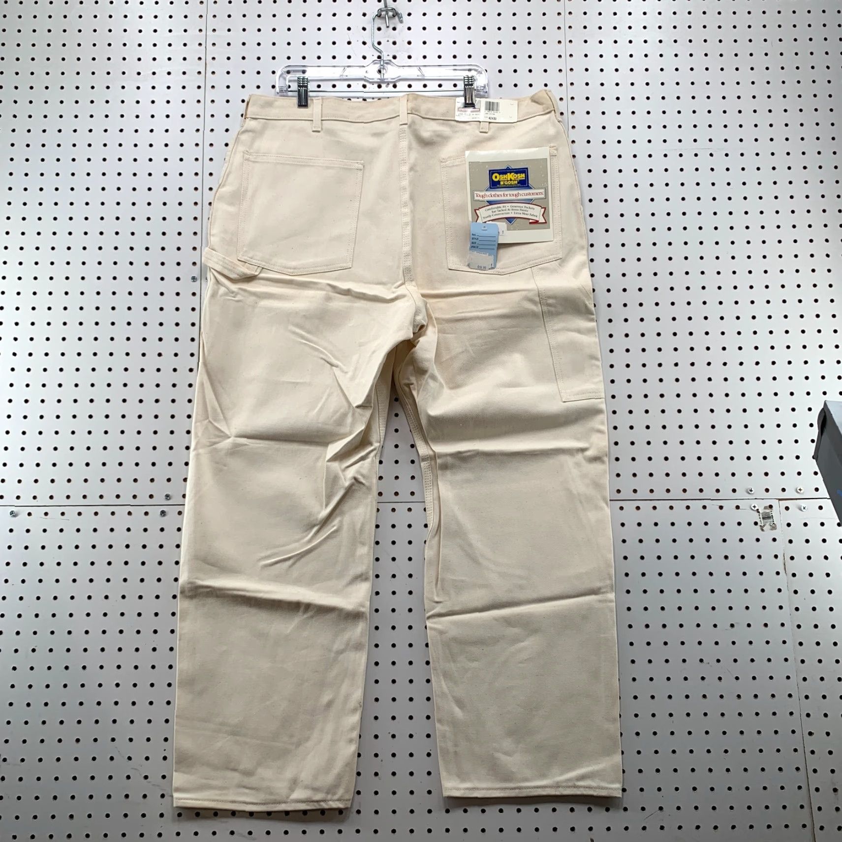 Vintage Vintage OshKosh B’Gosh Carpenter Pants Mens Size 42x30 Beige Workwear Canvas Straight Fit 90s Size US 42 / EU 58 - 2 Thumbnail