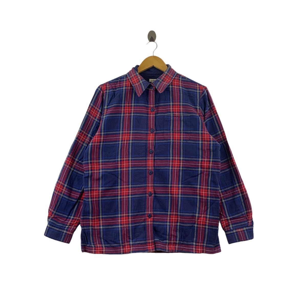 image of L L Bean x Vintage L.l. Bean Flannel Shirt Checkered Sherpa Inside, Men's (Size Small)