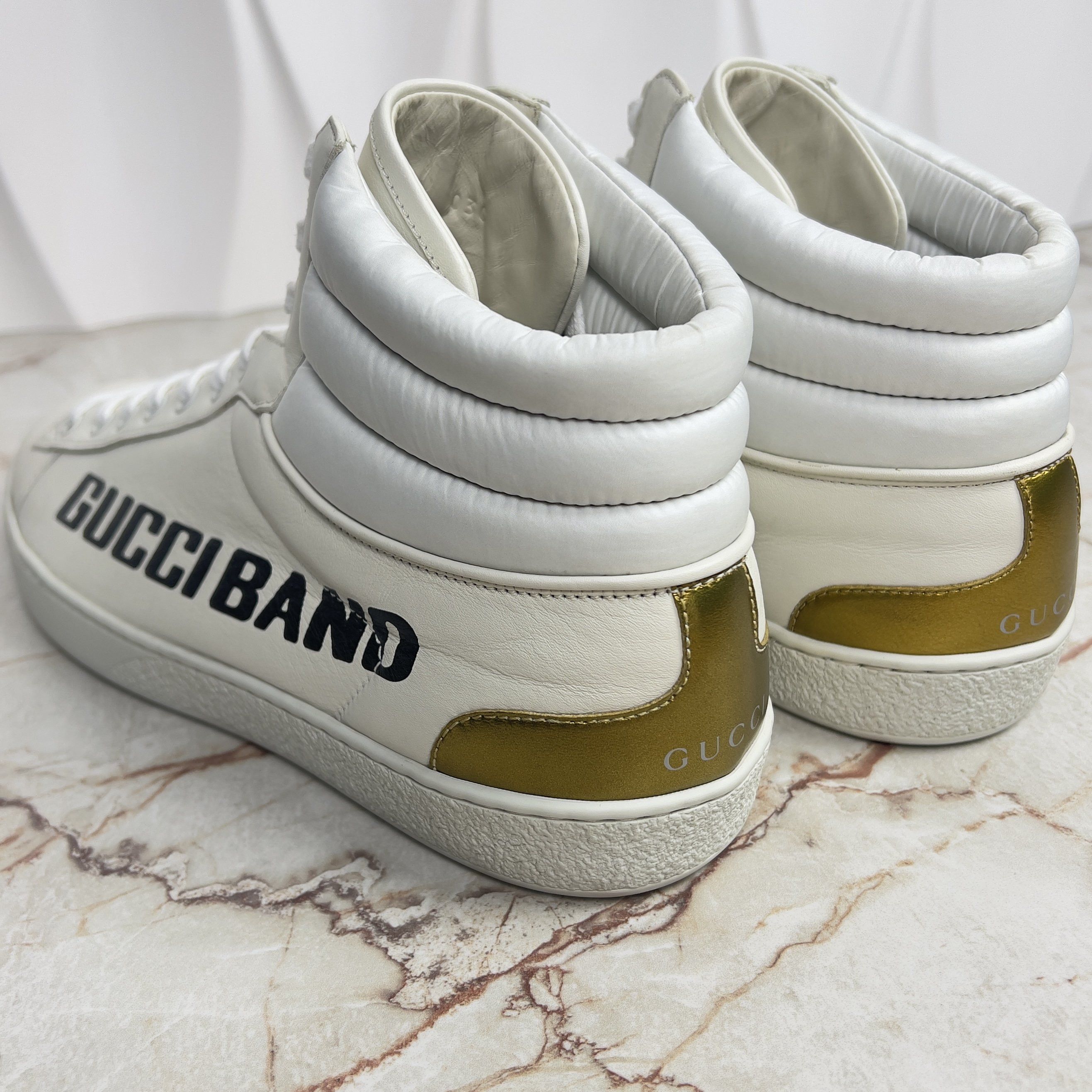 Gucci Ace Band Graphic Print Sneakers Calfskin White Size US 10.5 / EU 43-44 - 6 Thumbnail
