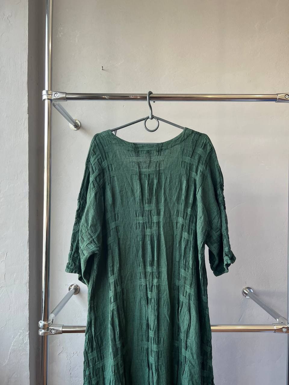 GRIZAS NET GREEN RELAXED LINEN WOMAN CASUAL DRESS