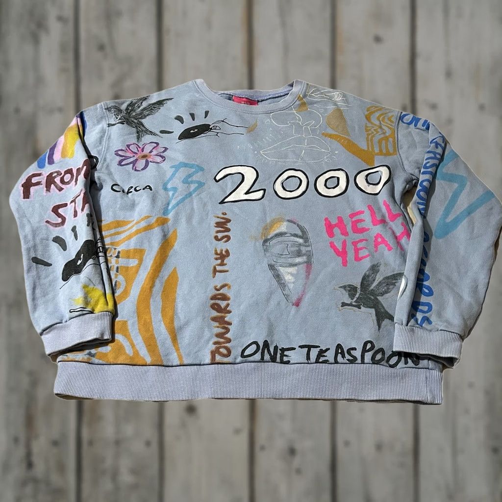 Vintage One Teaspoon X Free People Hand Painted Graffiti Sweatshirt Medium Women’s Size M / US 6-8 / IT 42-44 - 1 Thumbnail