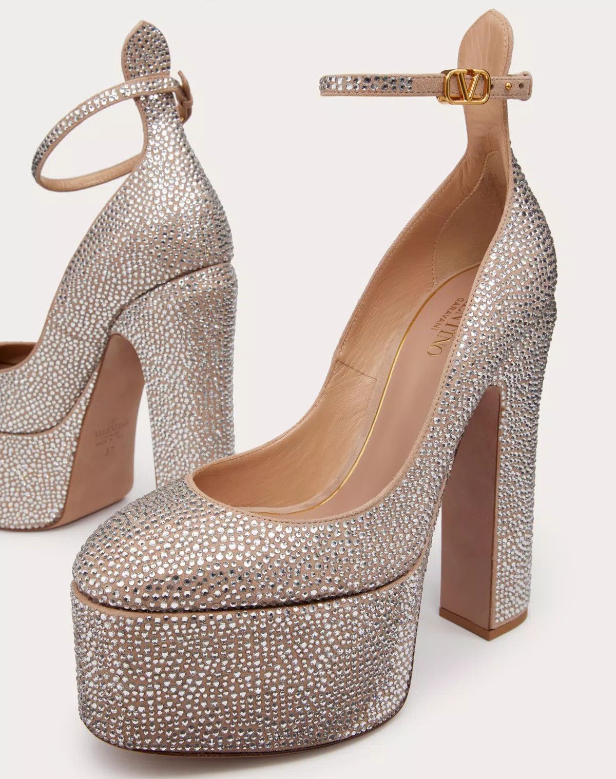 Valentino o1s1wg111125 Tan-Go Platform Patent Sandals in Beige Size US 10.5 / IT 40.5 - 5 Thumbnail