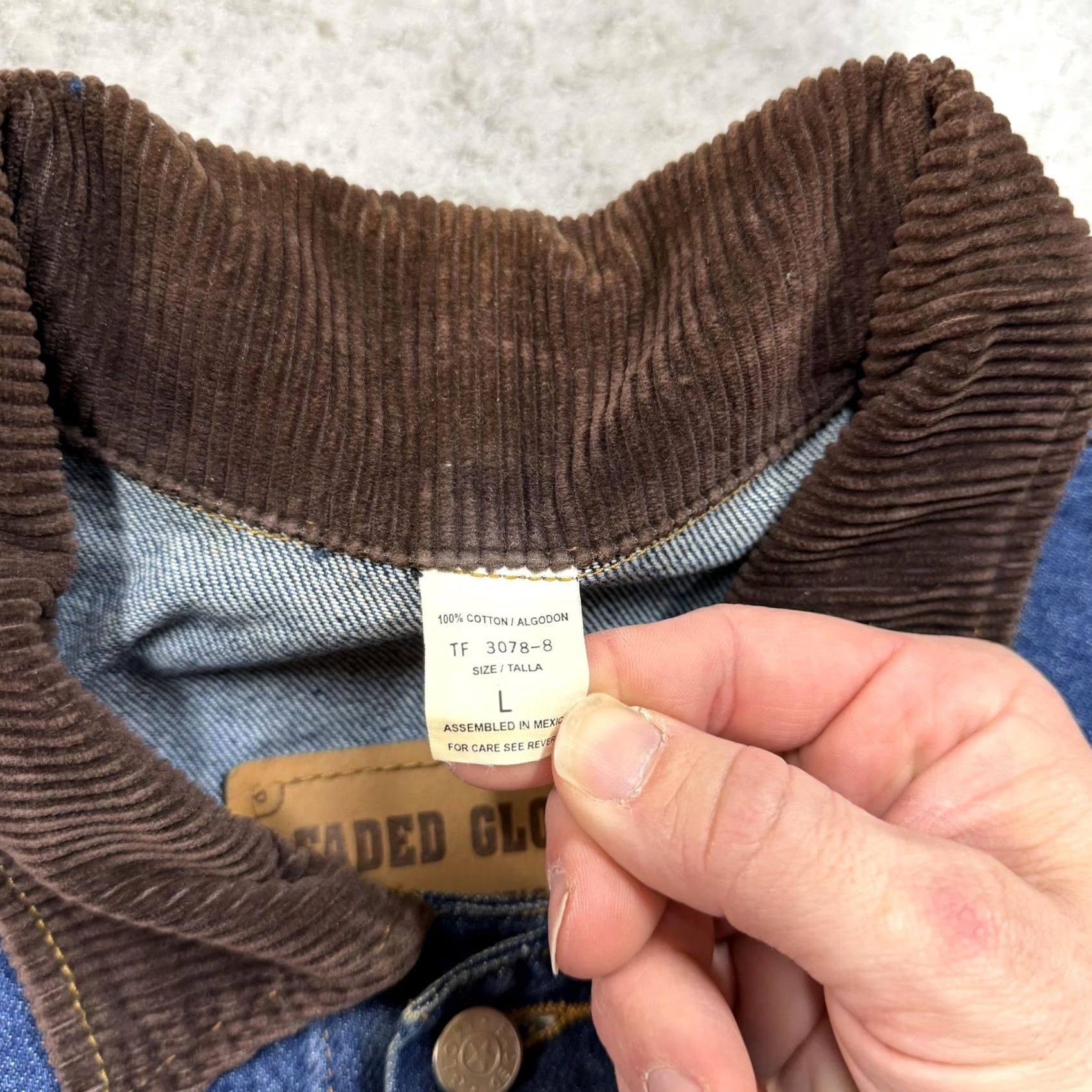 Faded Glory Faded Glory Coat Mens L Blue Denim Corduroy Collar Chore Workwear Jacket Size US L / EU 52-54 / 3 - 3 Thumbnail