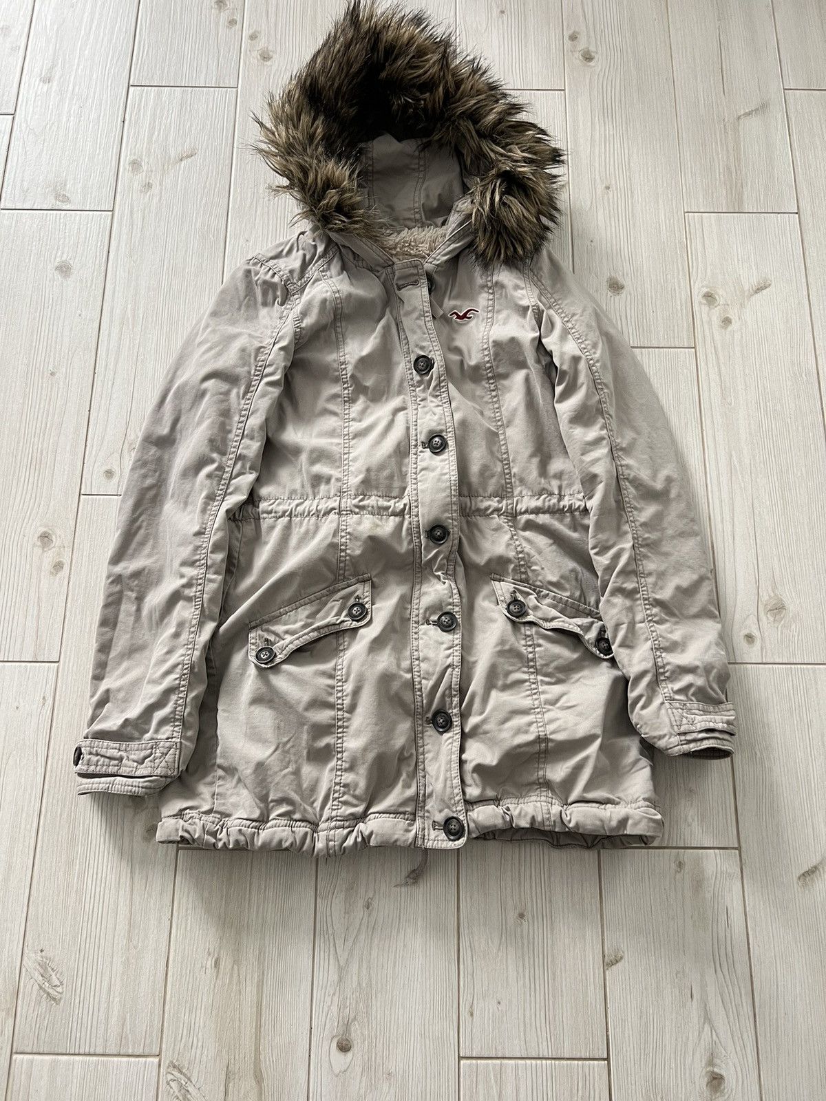Hollister Hollister Y2K Womens Hooded Utility Coat Sherpa Lined Jacket Size M / US 6-8 / IT 42-44 - 5 Thumbnail