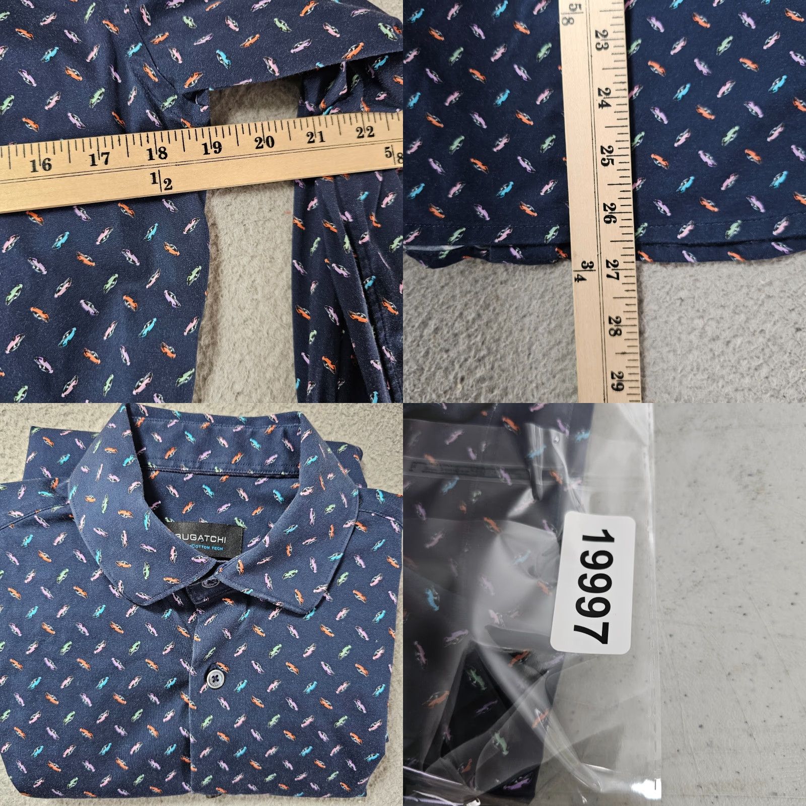 BUGATCHI VINTAGE Bugatchi Shirt Cars Print OoohCotton Mens Small Navy Blue Cotton Blend Regular Long Sleeve Button-Up Size US S / EU 44-46 / 1 - 8 Thumbnail