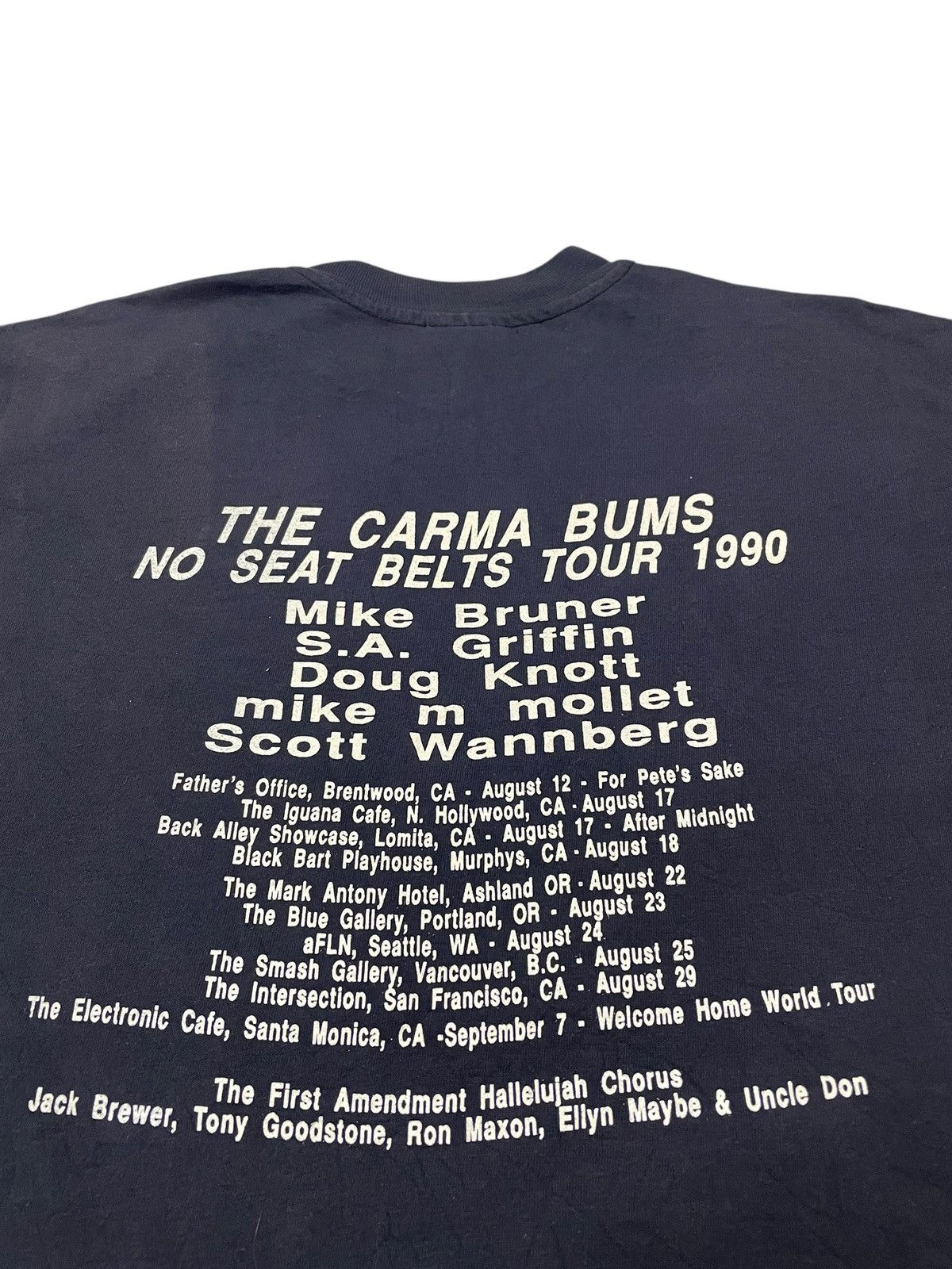 Band Tees Vintage 90s THE CARMA BUMS No Seat Belts Tour Of Words Tees Size US XL / EU 56 / 4 - 4 Thumbnail