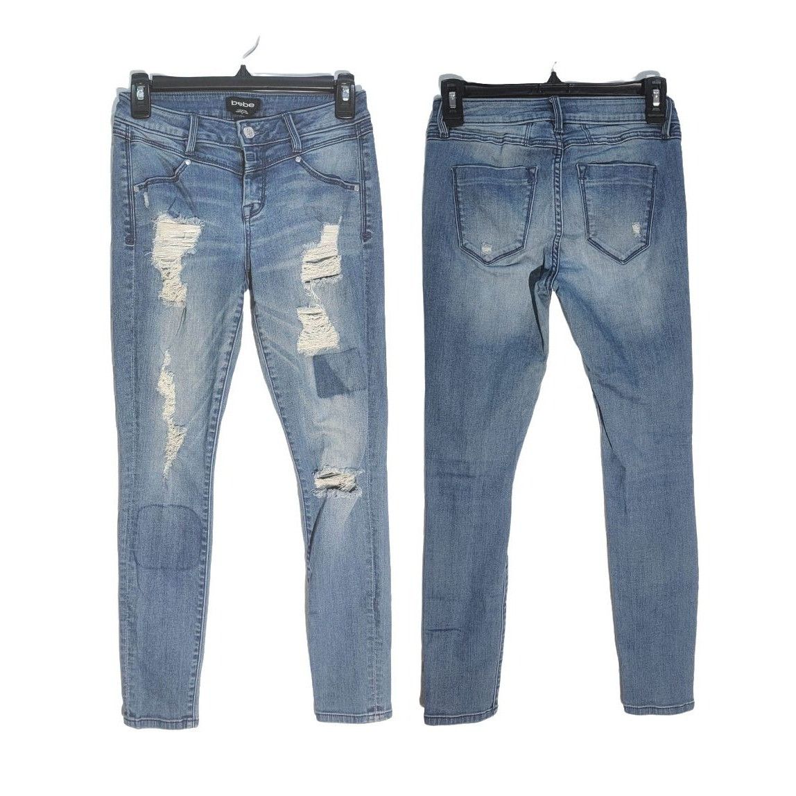 Bebe ❤️❤️BEBE Women Mid Rise Skinny Jeans Size 26 Patched Ripped Size 26" / US 2 / IT 38 - 1 Thumbnail