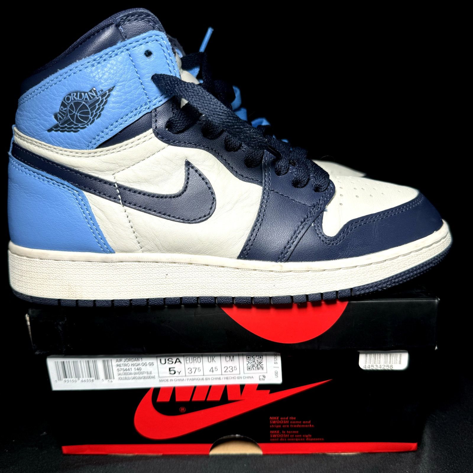 Jordan Brand × Nike Size 5 - Air Jordan 1 Retro High OG GS Obsidian Men's Shoes Size US 5 / EU 37 - 1 Thumbnail