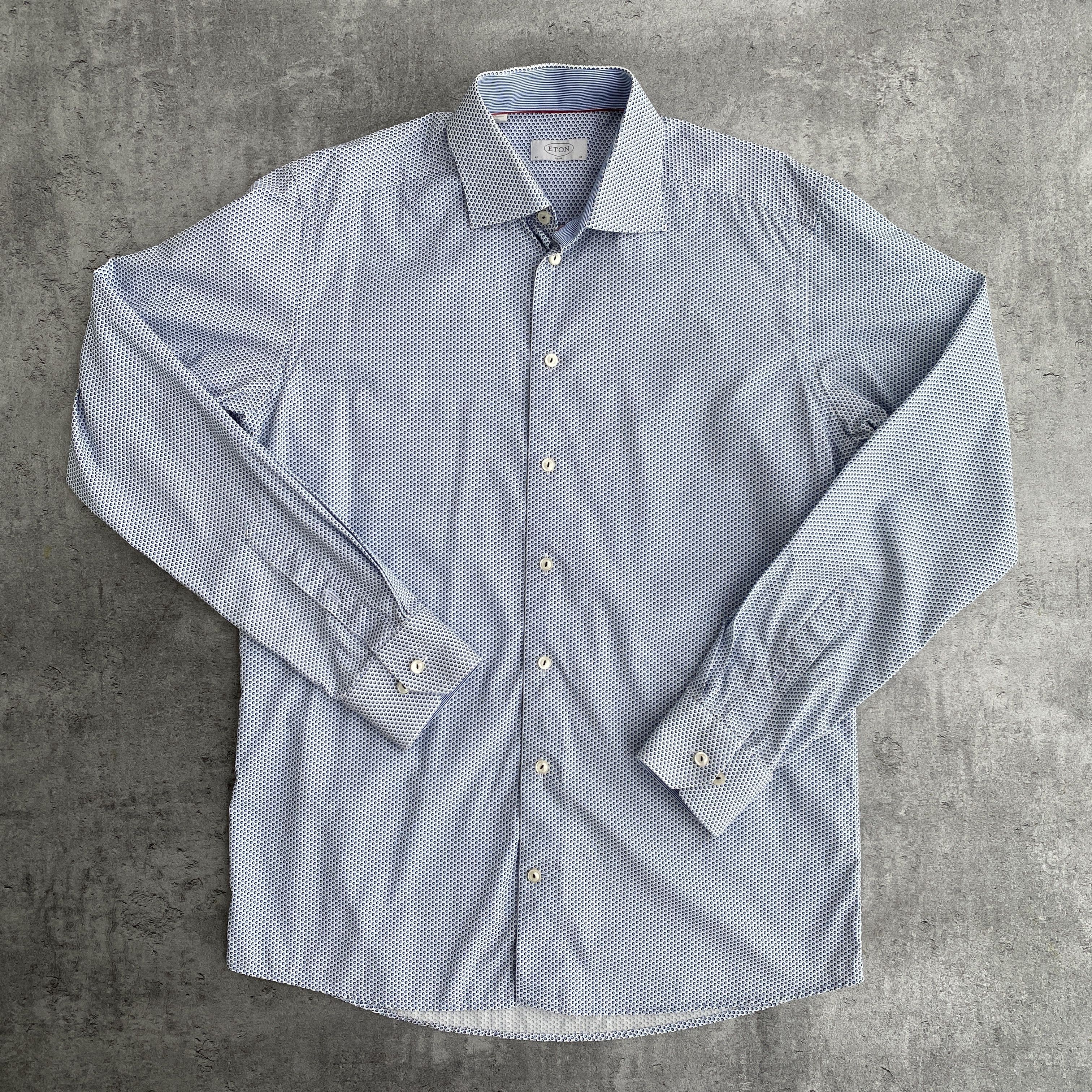 Eton dotted blue shirt - M